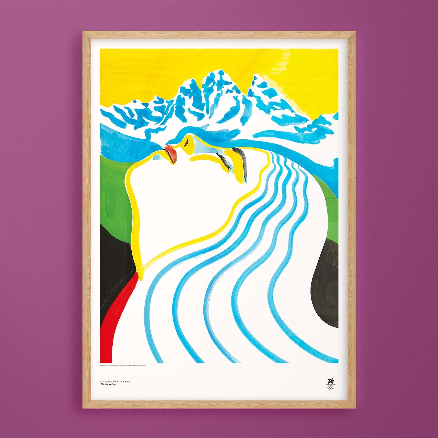 Affiche artistique Milano Cortina 2026 pour les Jeux Olympiques, The Mountain par Maddalena Tesser