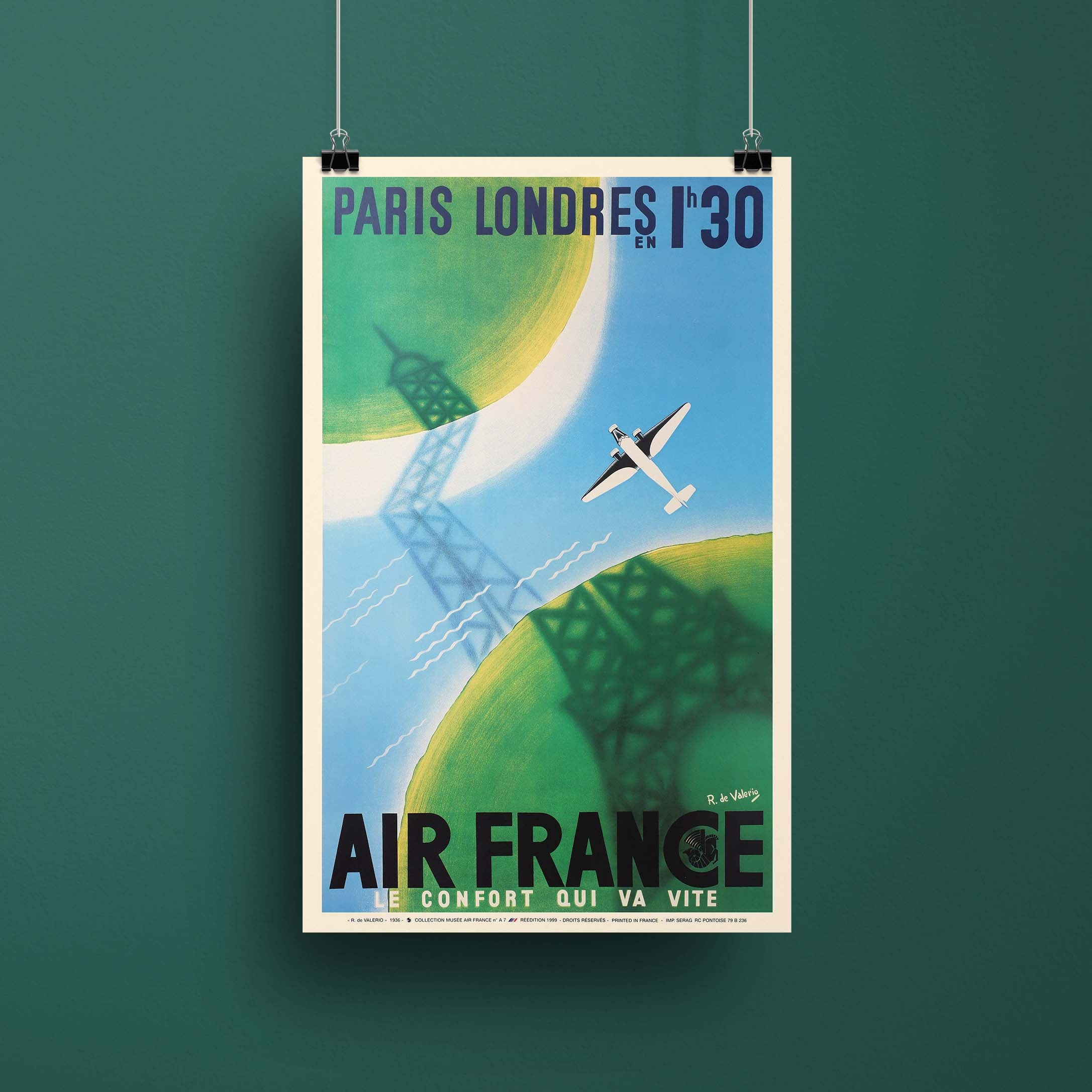 Affiche d'agence Air France - Paris Londres en 1h30-oneart.fr