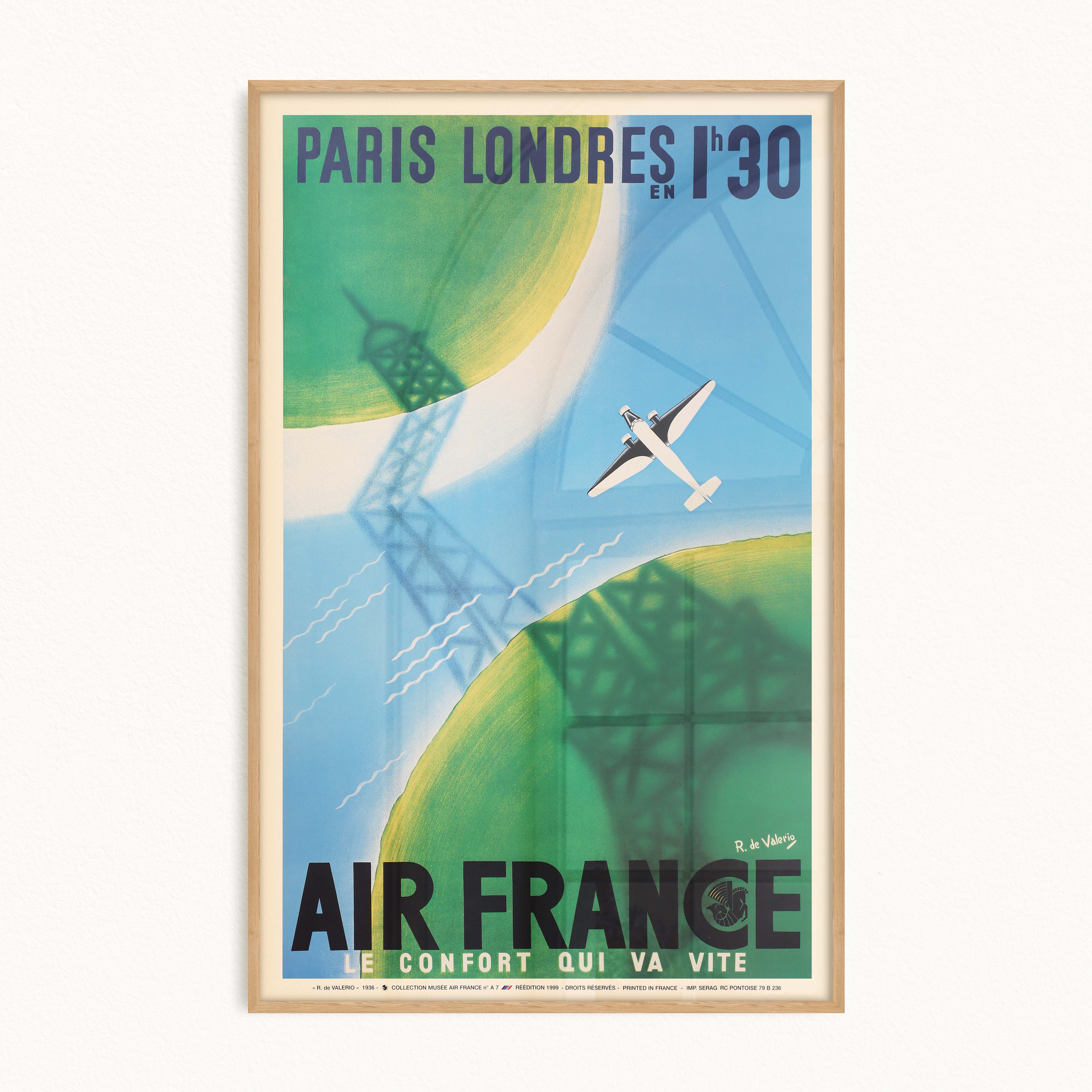 Affiche d'agence Air France - Paris Londres en 1h30-oneart.fr