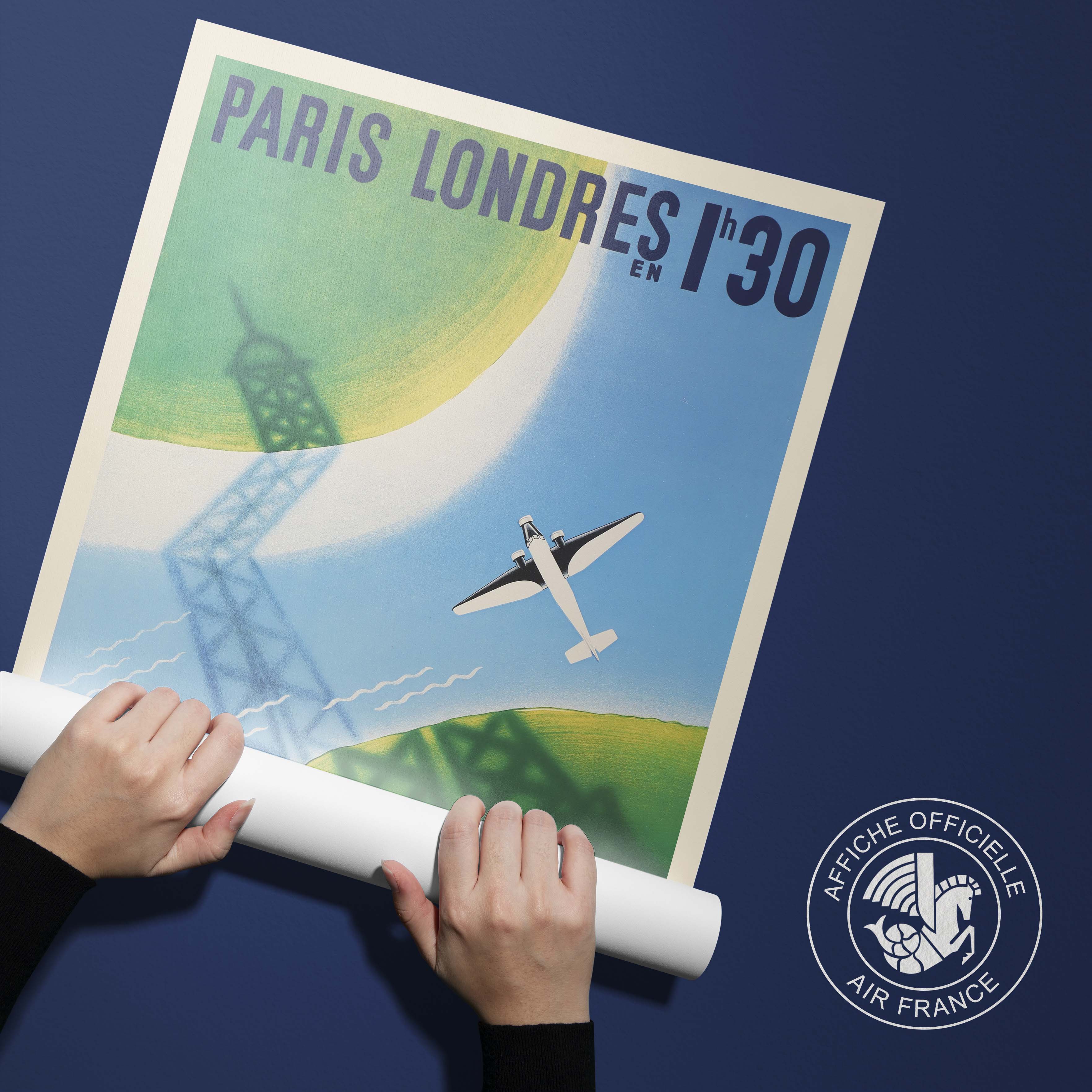Affiche d'agence Air France - Paris Londres en 1h30-oneart.fr