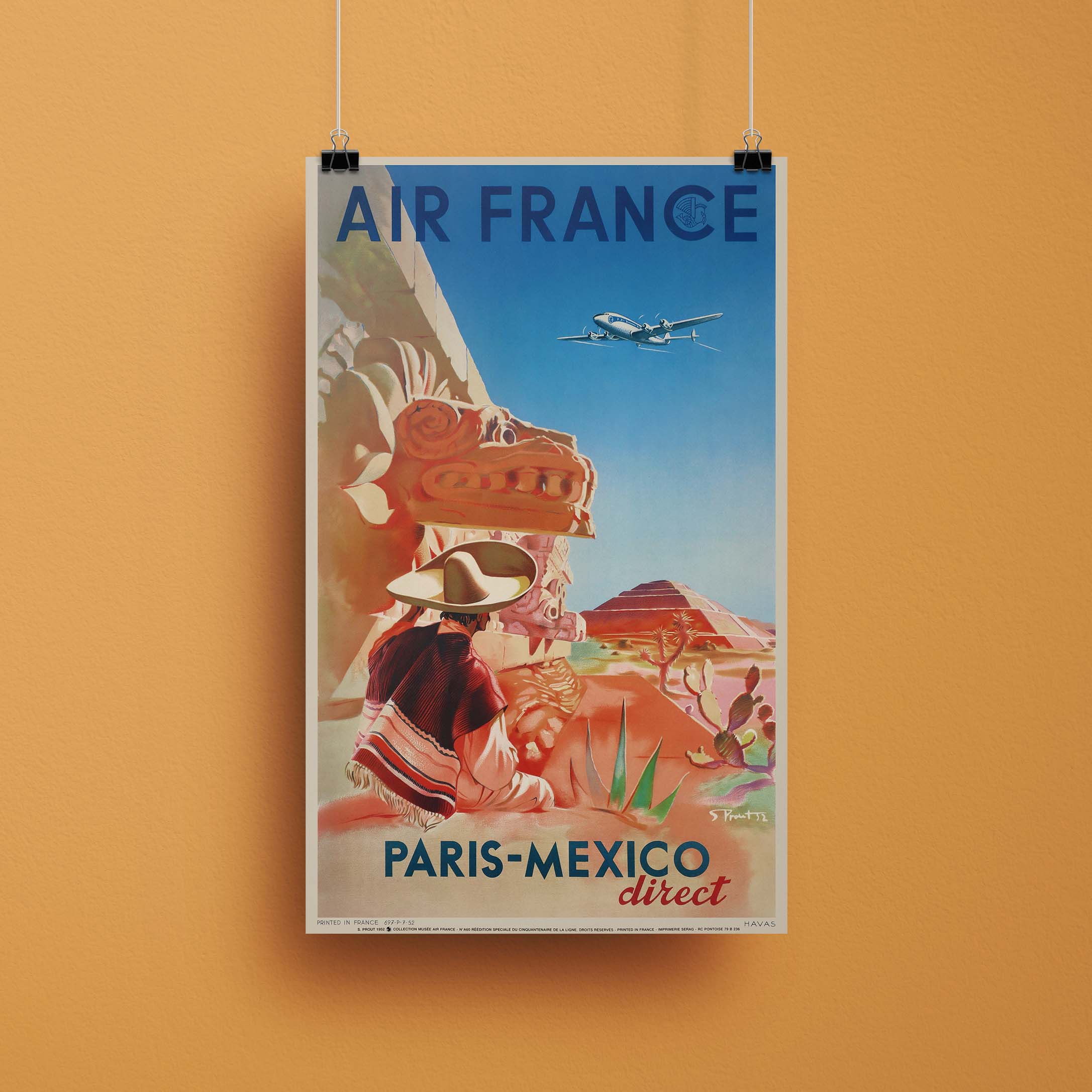 Affiche d'agence Air France - Paris Mexico - direct-oneart.fr