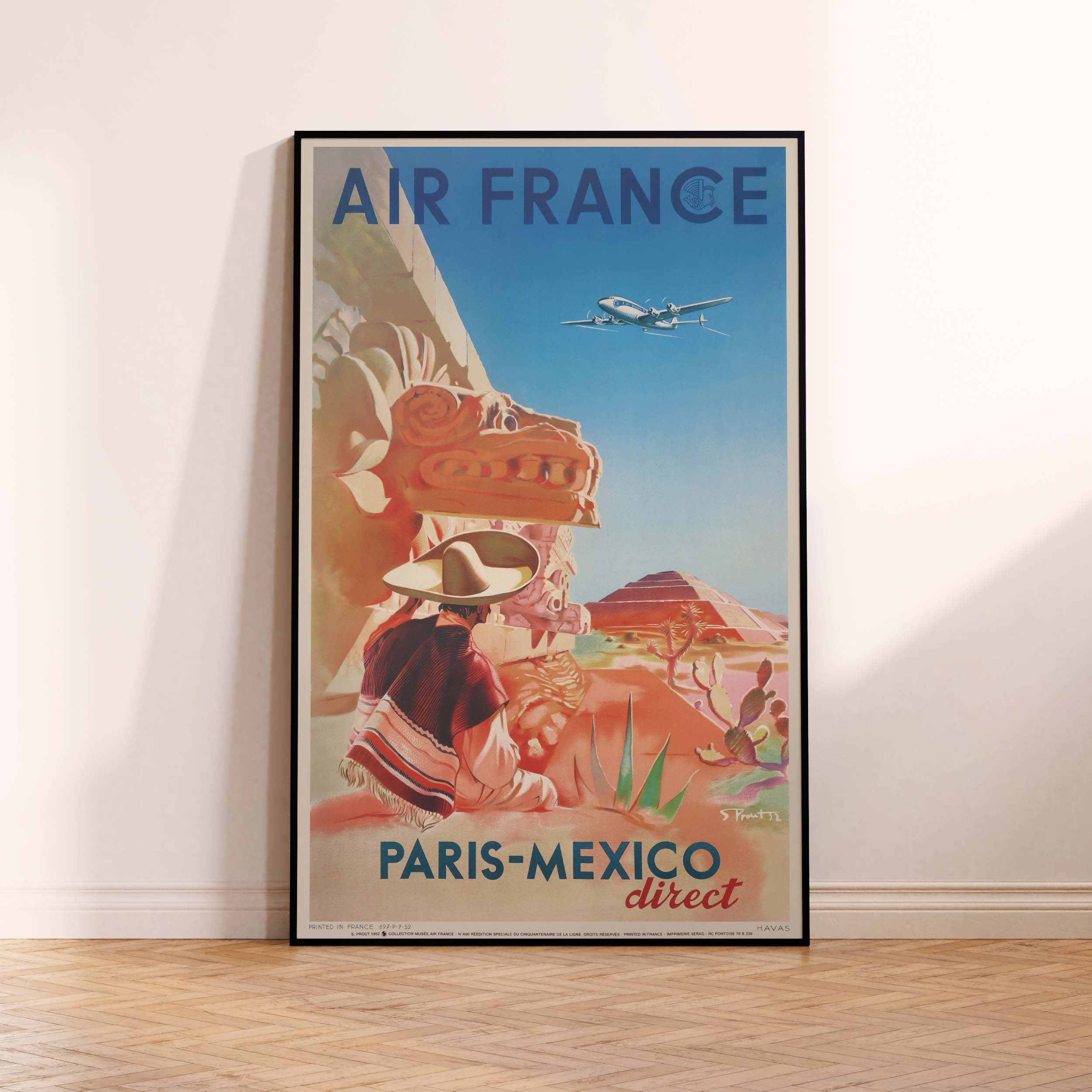 Affiche d'agence Air France - Paris Mexico - direct-oneart.fr