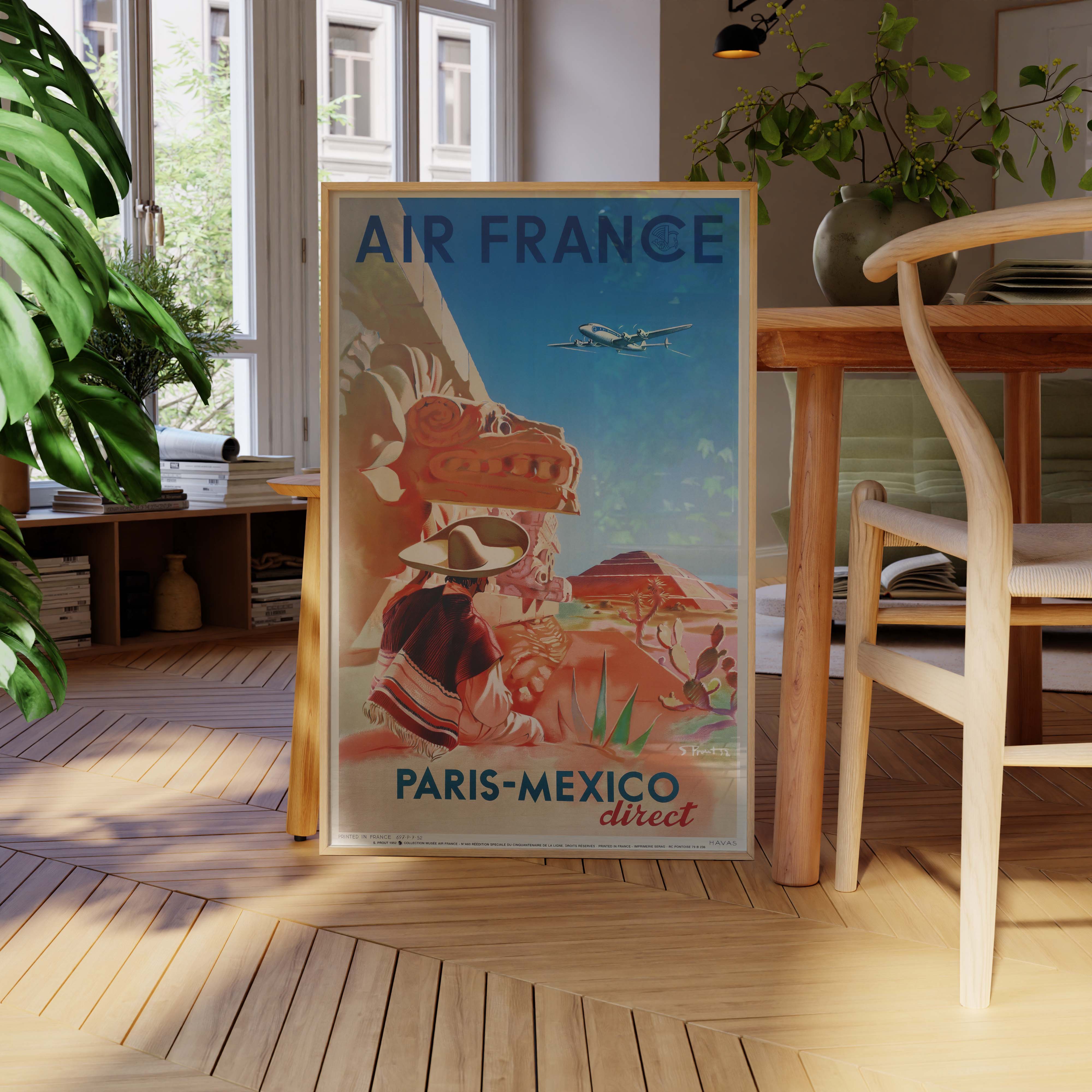 Affiche d'agence Air France - Paris Mexico - direct-oneart.fr