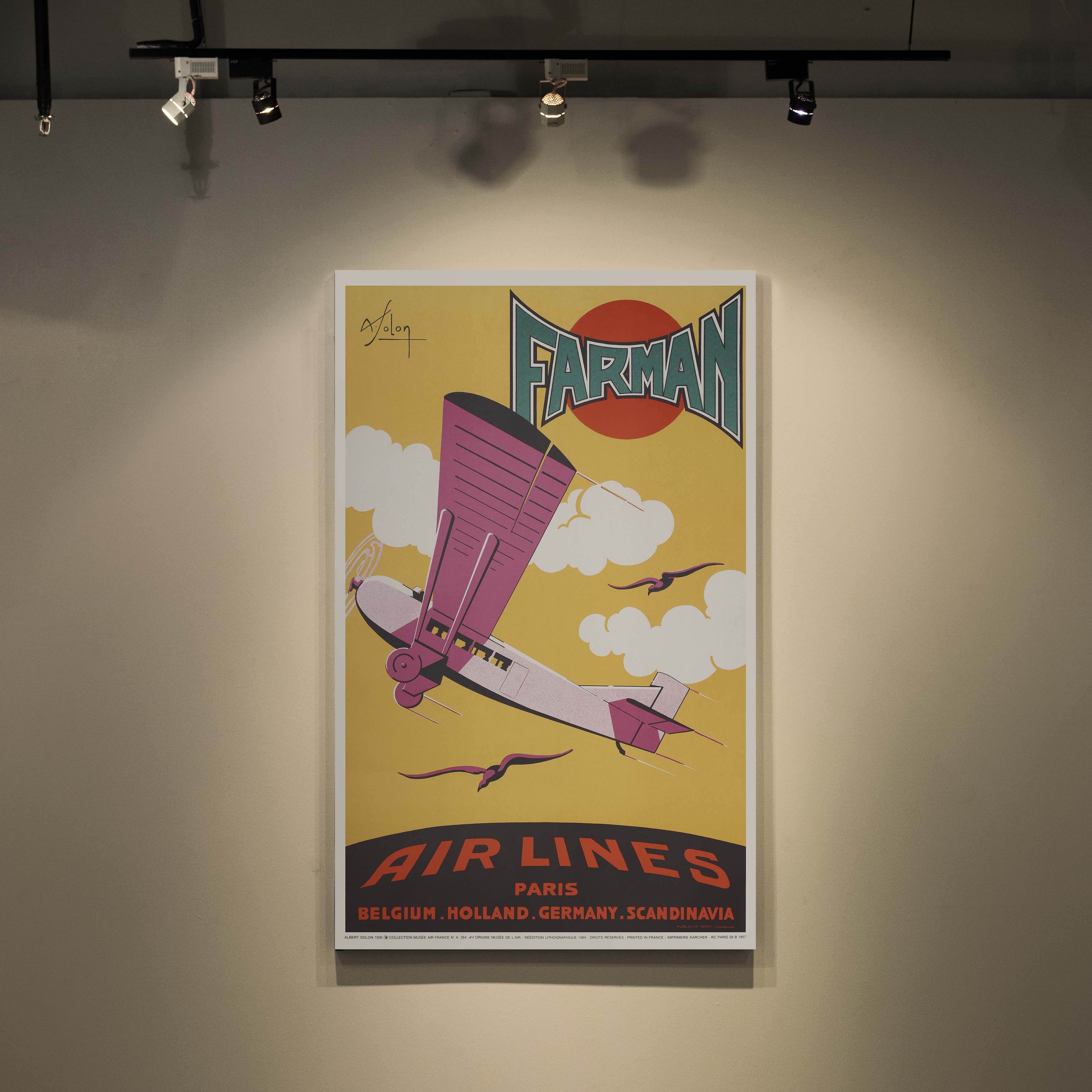 Affiche d'agence Farman Airlines - Paris Belgium Germany Scandinavia-oneart.fr