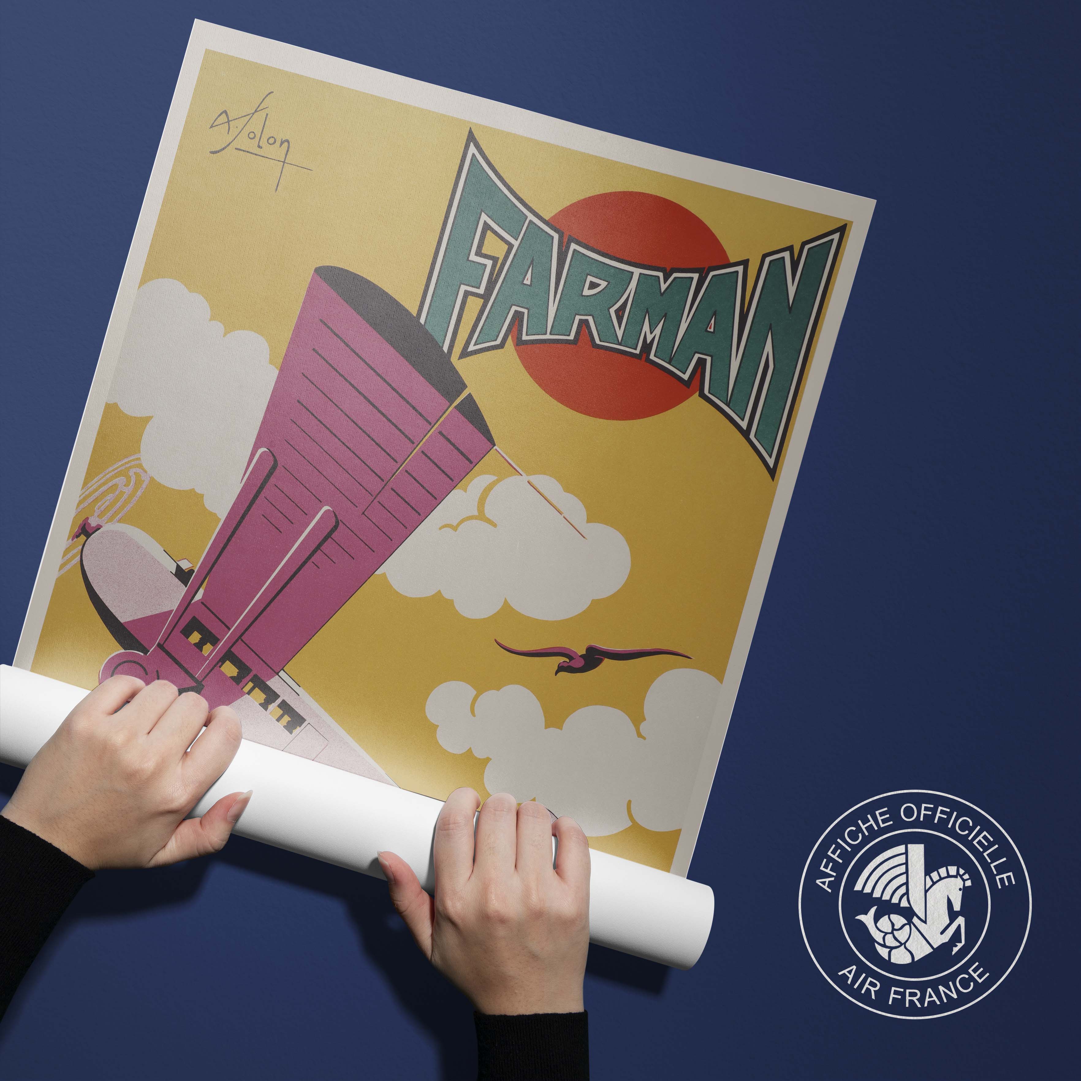 Affiche d'agence Farman Airlines - Paris Belgium Germany Scandinavia-oneart.fr