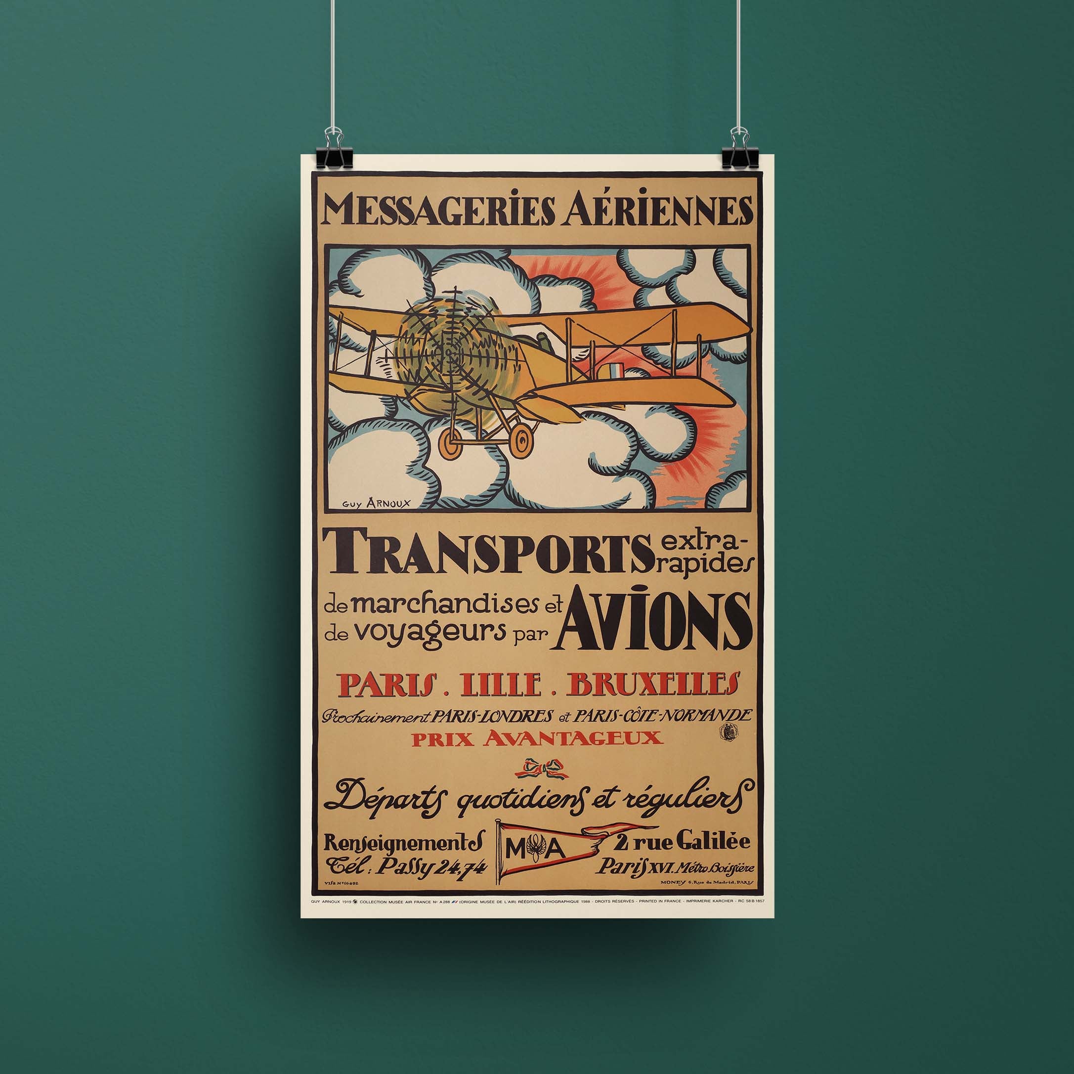 Affiche d'agence Messageries Aériennes-oneart.fr