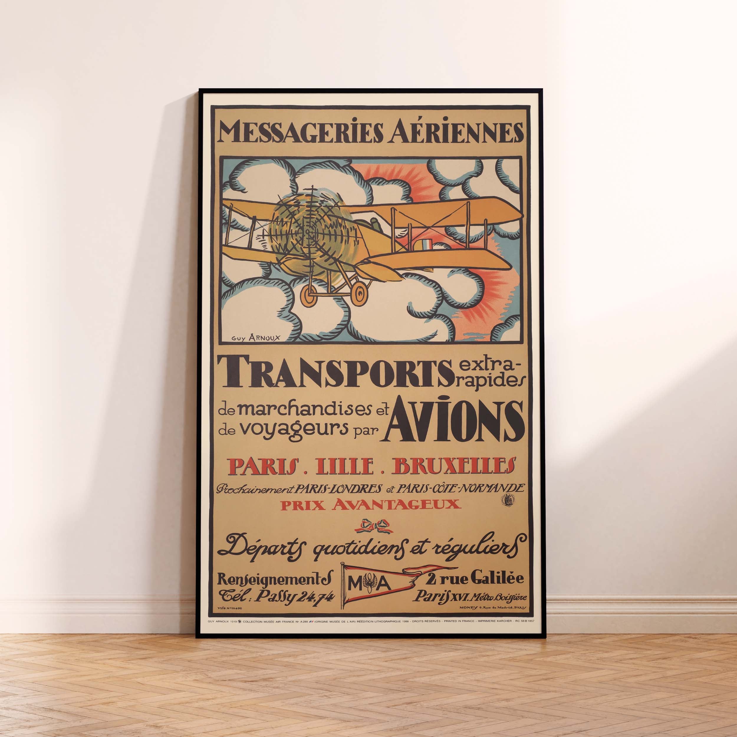 Affiche d'agence Messageries Aériennes-oneart.fr