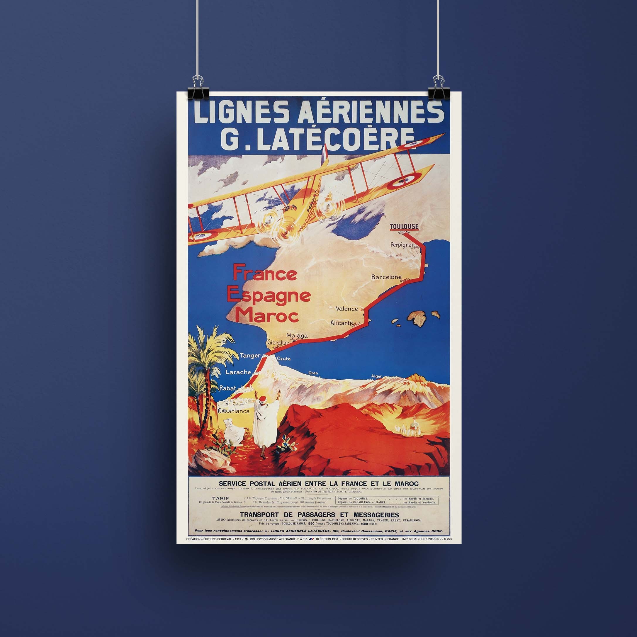 Affiche d'agence G. Latécoère - Lignes aériennes-oneart.fr
