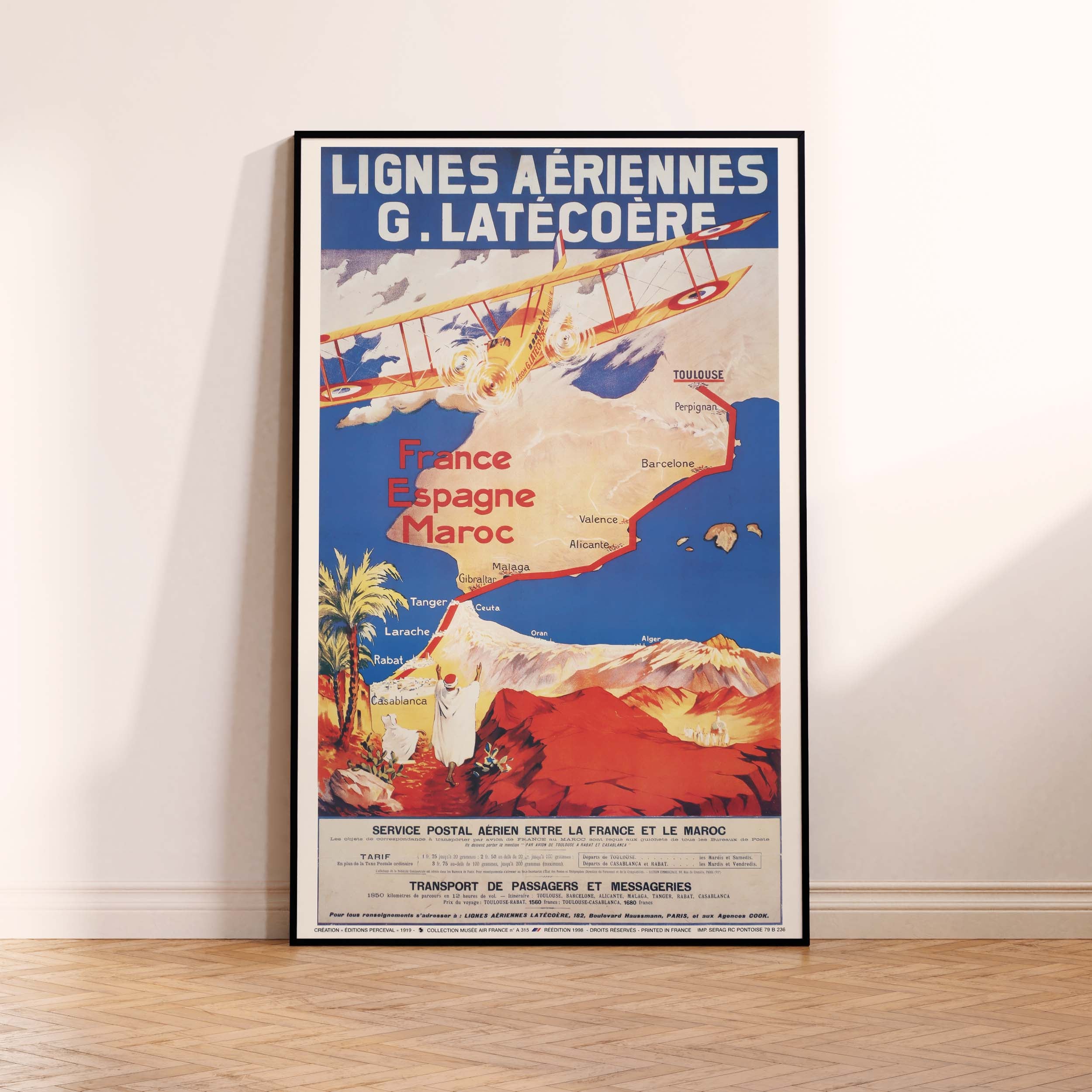 Affiche d'agence G. Latécoère - Lignes aériennes-oneart.fr