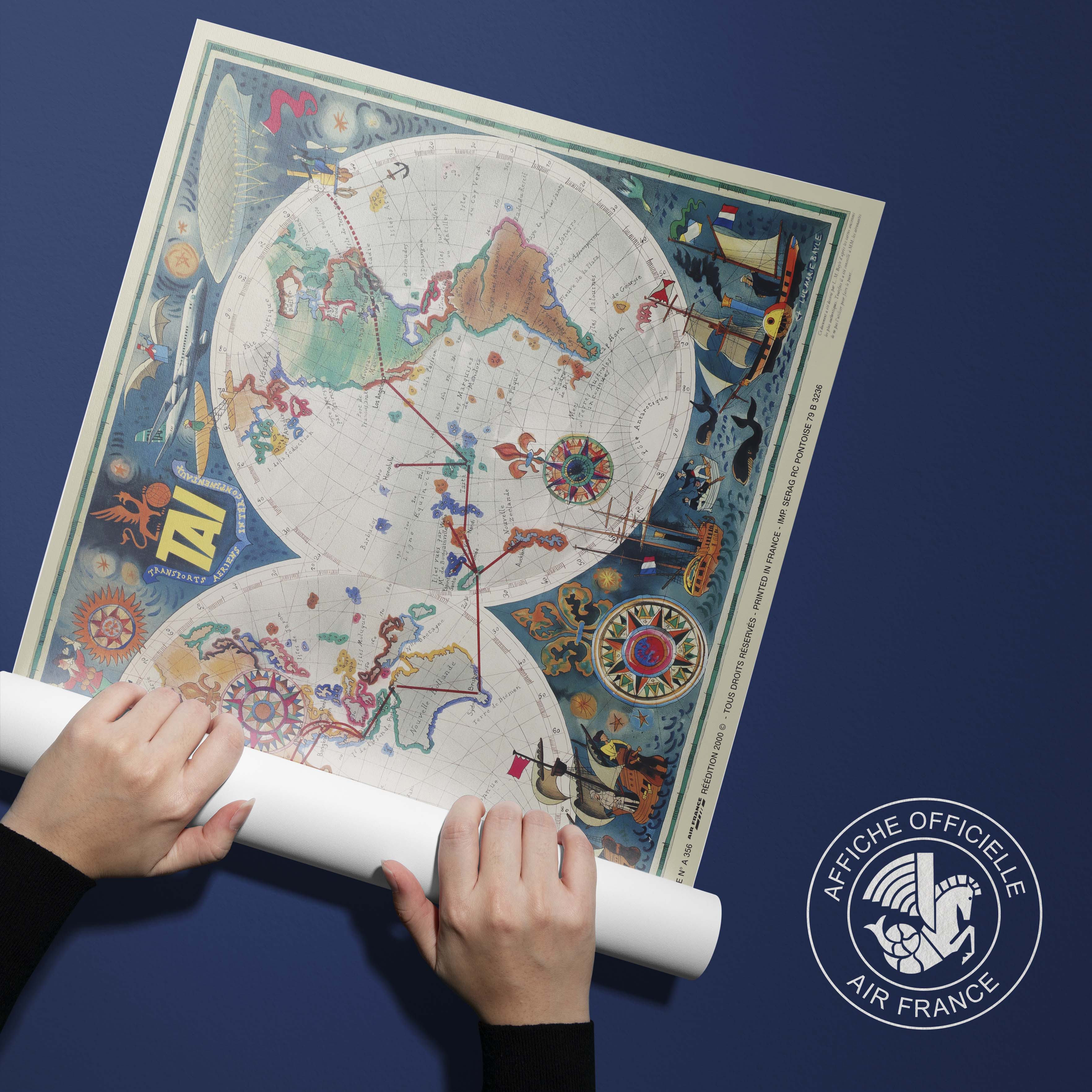 Affiche d'agence TAI - Planisphère-oneart.fr