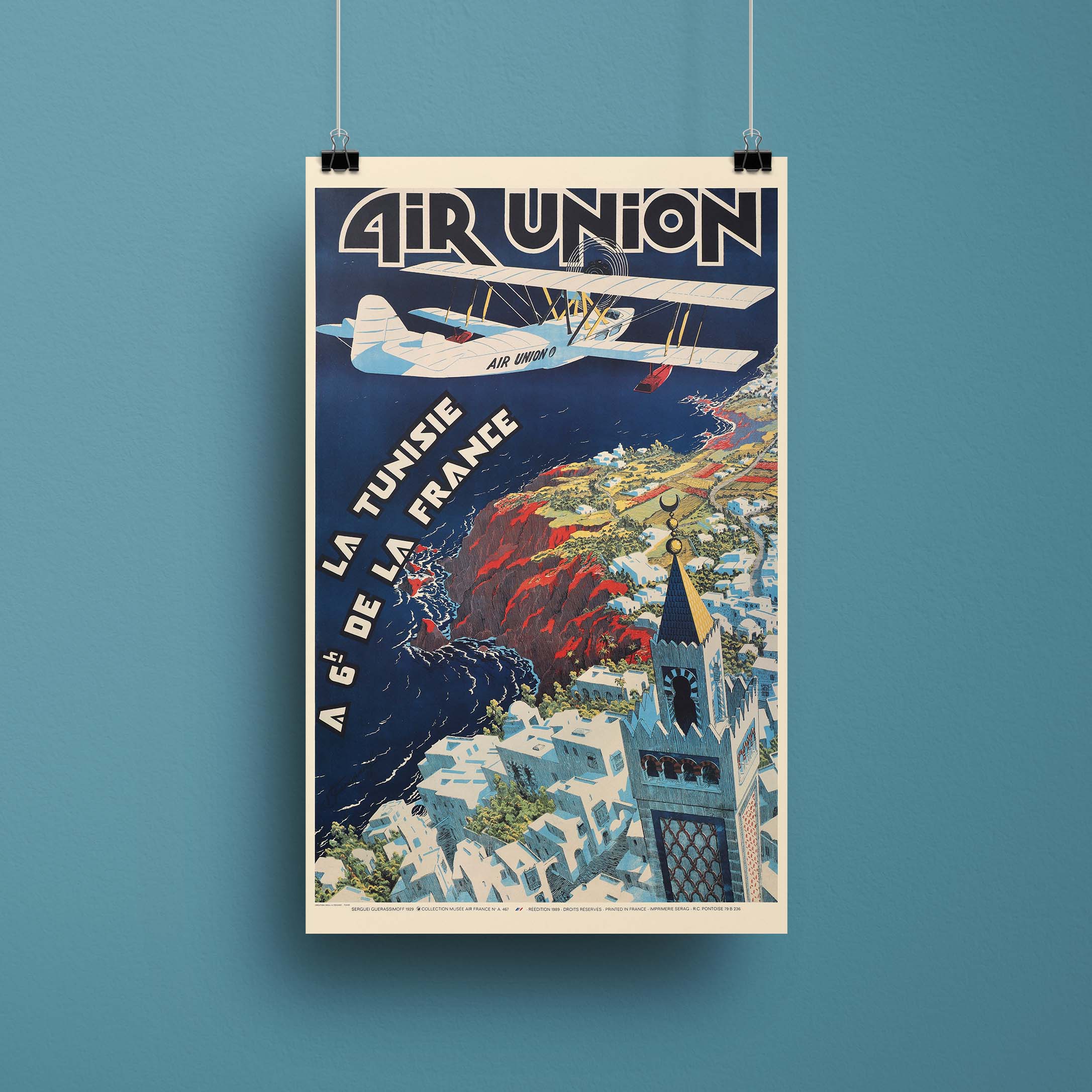 Affiche d'agence Air Union - La Tunisie à 6h de la France-oneart.fr