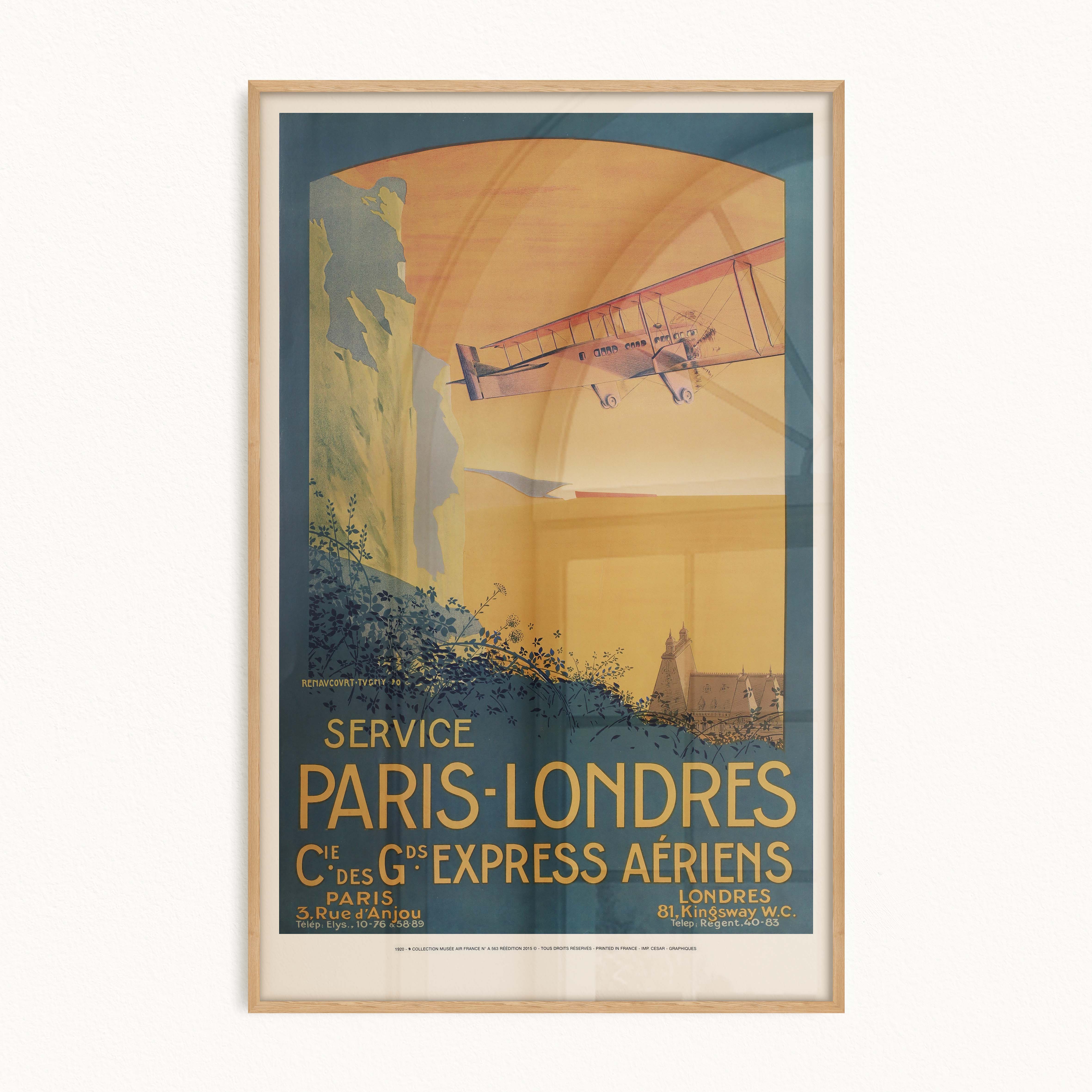 Affiche d'agence Air France - Service Paris-Londres-oneart.fr