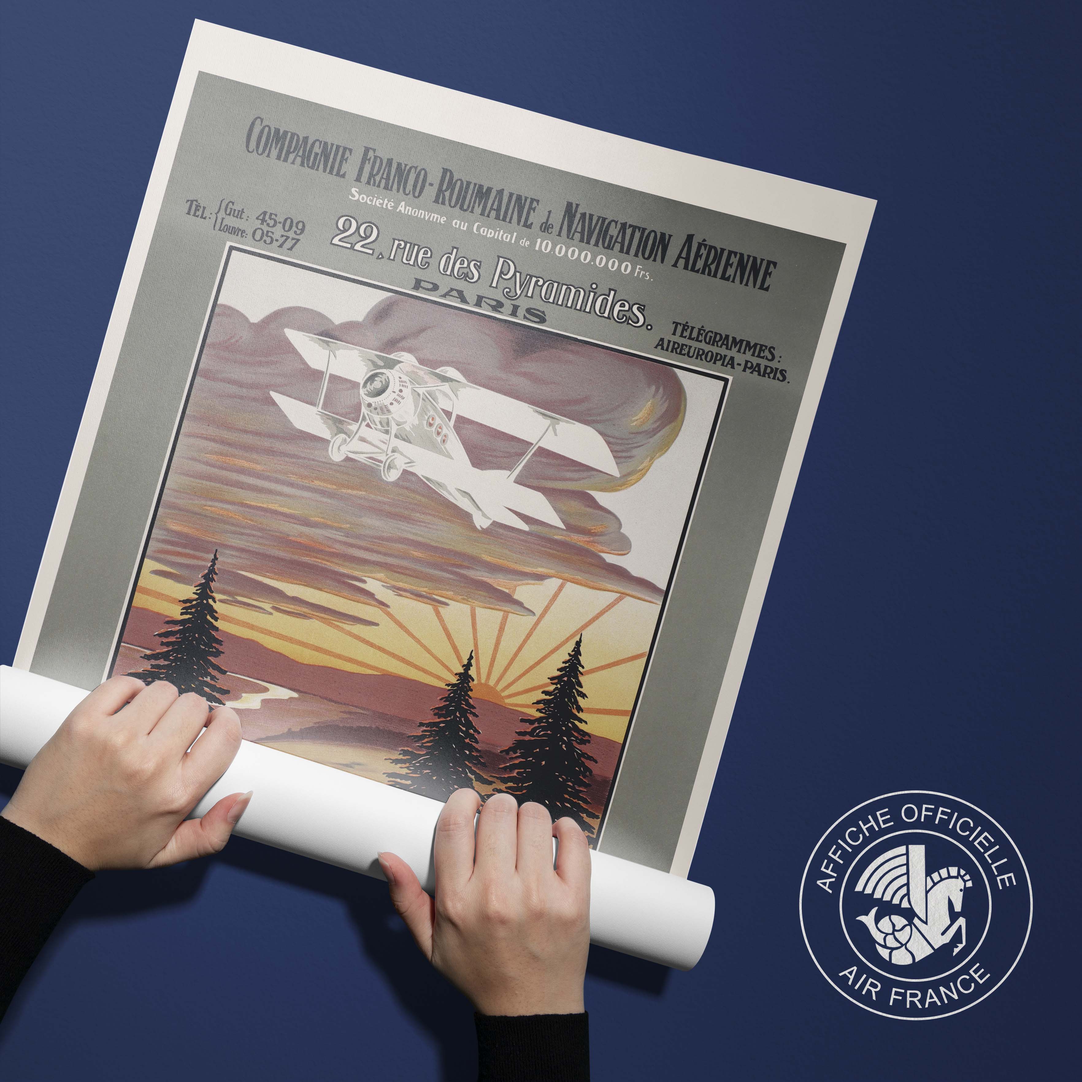 Affiche d'agence Compagnie Franco-Roumaine de navigation aérienne-oneart.fr