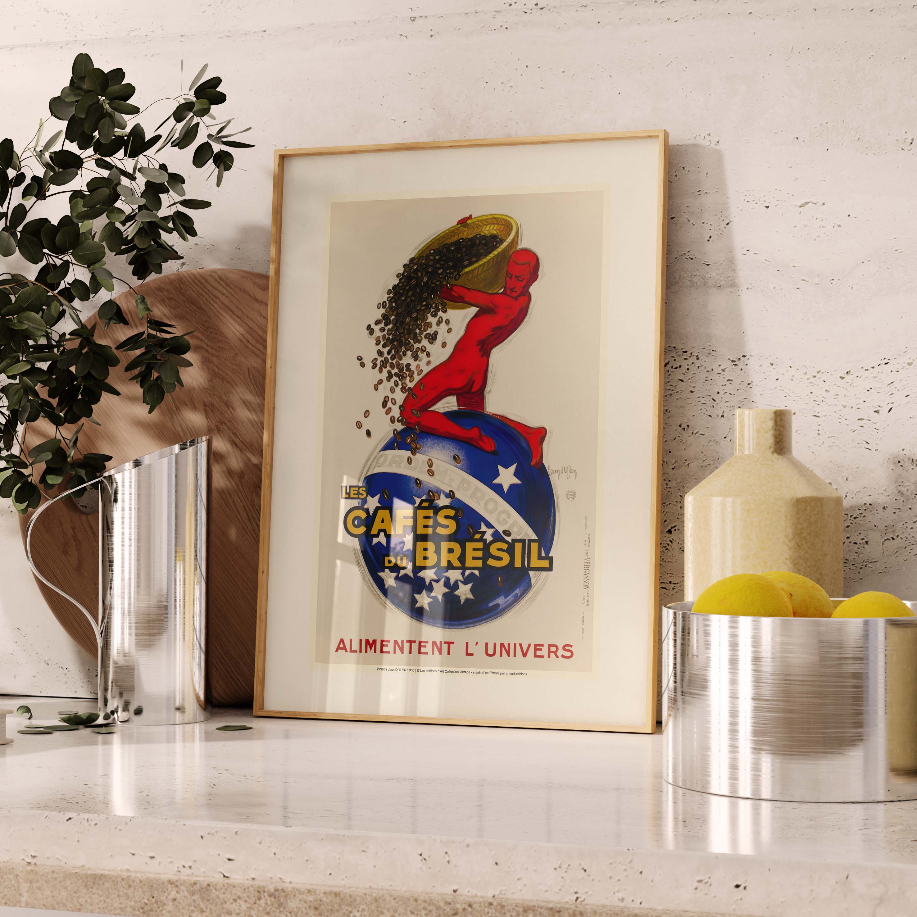 Affiche publicité vintage - Cafés du Brésil-oneart.fr