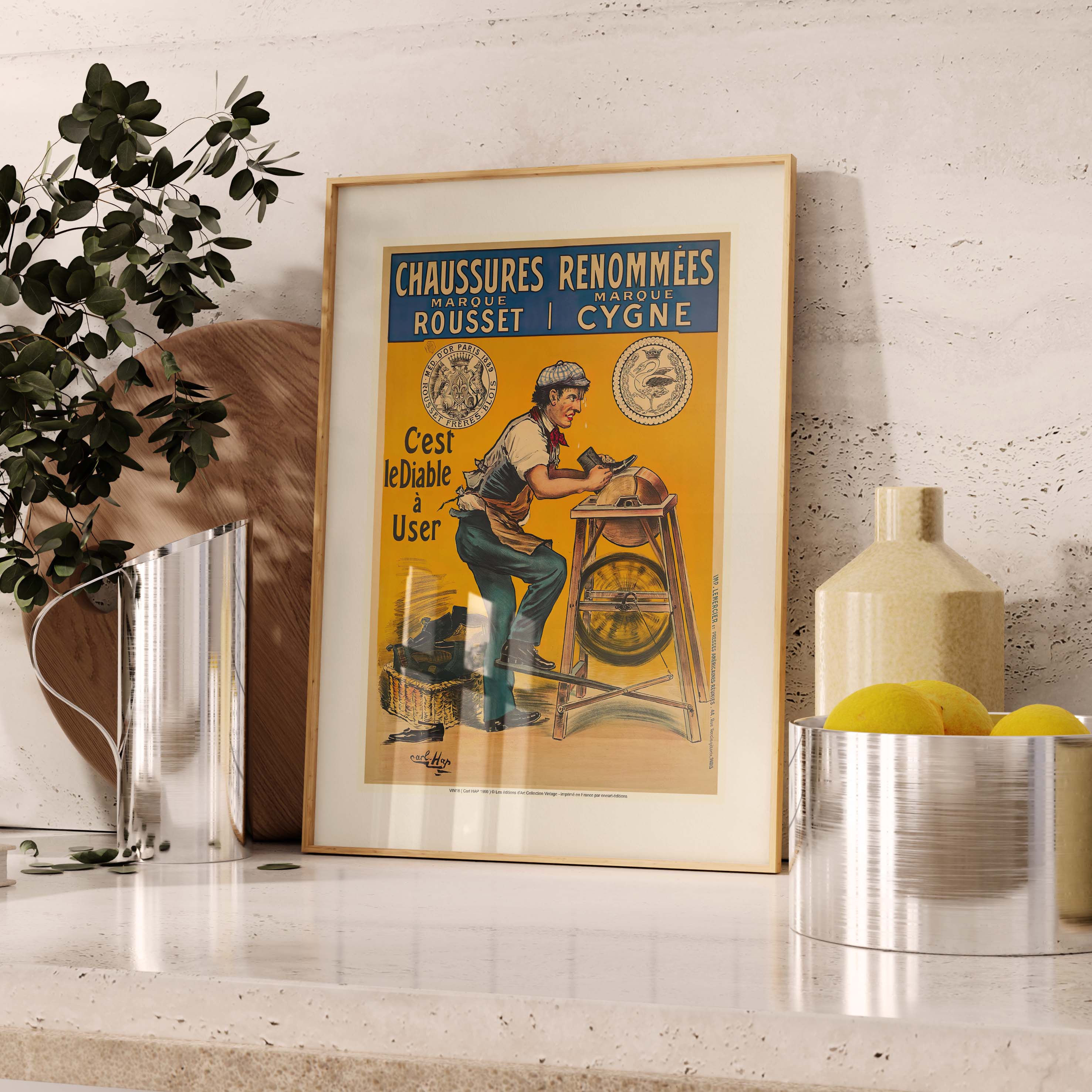 Affiche publicité vintage - Marque Cygne-oneart.fr