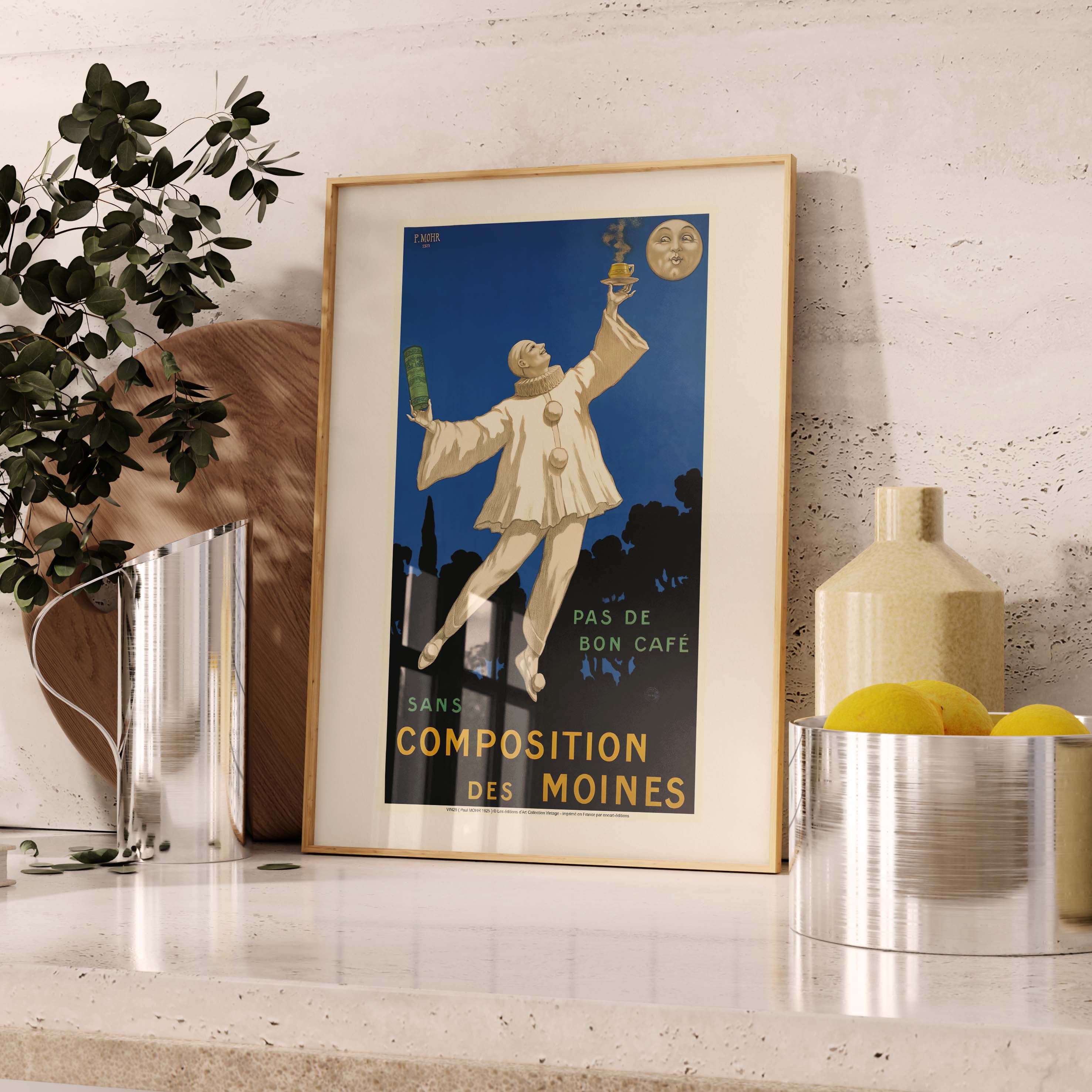 Affiche publicité vintage - Pas de bon café-oneart.fr