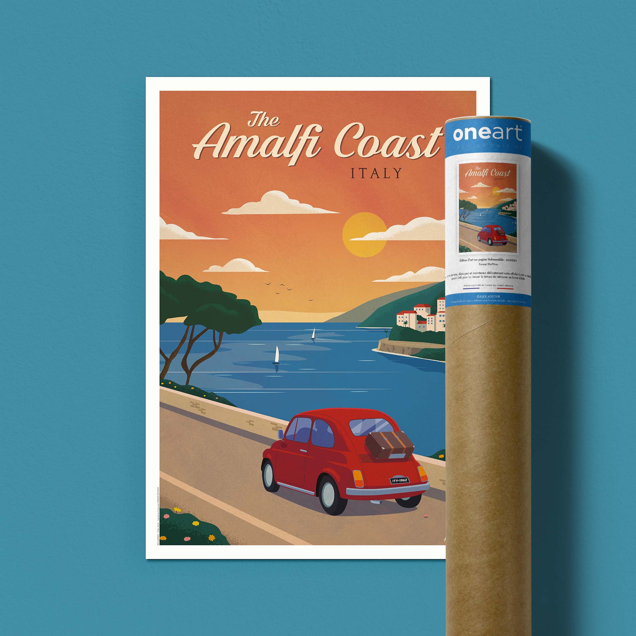 Affiche de voyage Italie - La côte amalfitaine par Alex Asfour