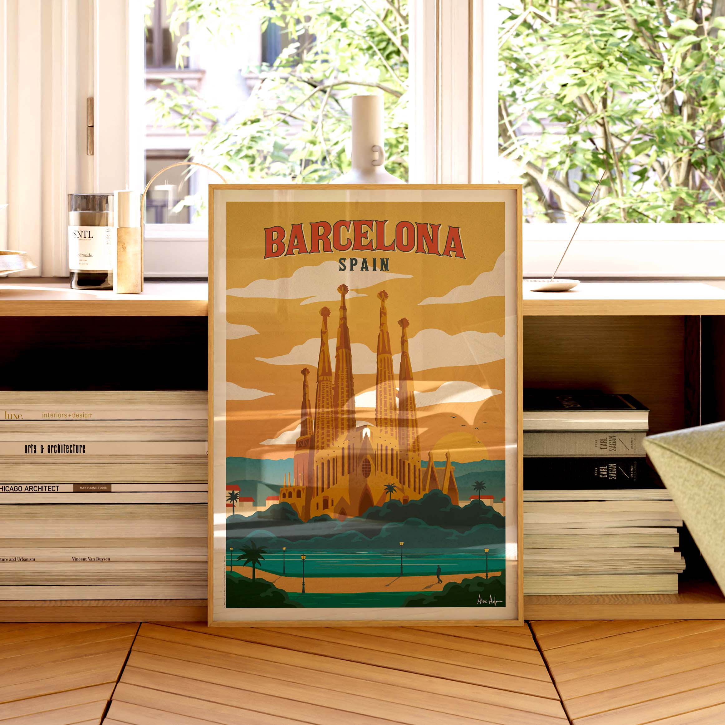 Affiche de voyage Espagne - Barcelone par Alex Asfour