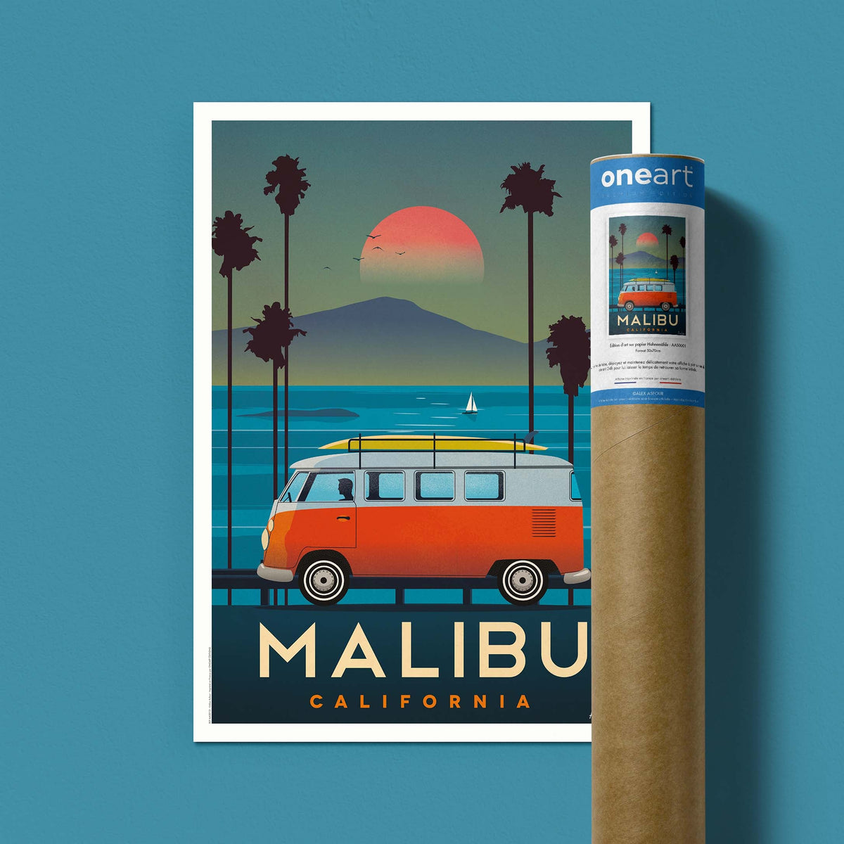 Affiche de voyage États-Unis - Malibu par Alex Asfour