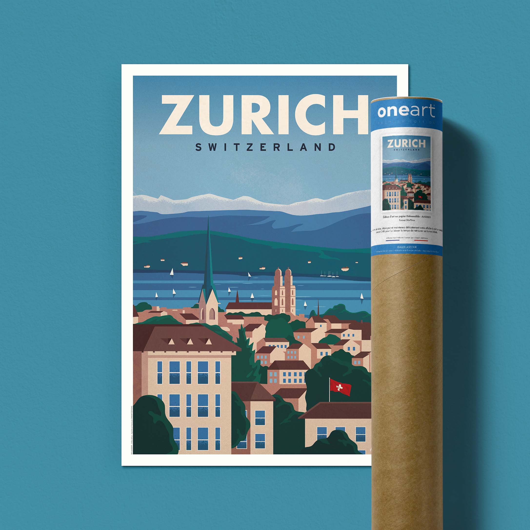Affiche de voyage Suisse - Zurich par Alex Asfour