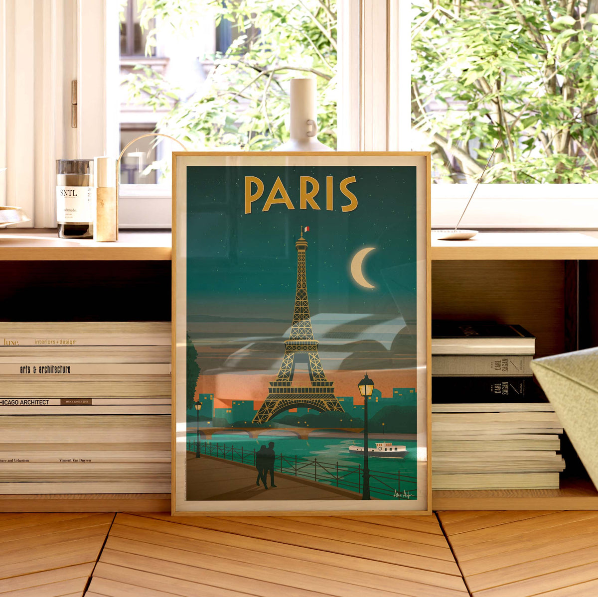 Affiche de voyage France - Paris - Tour Eiffel au clair de lune par Alex Asfour