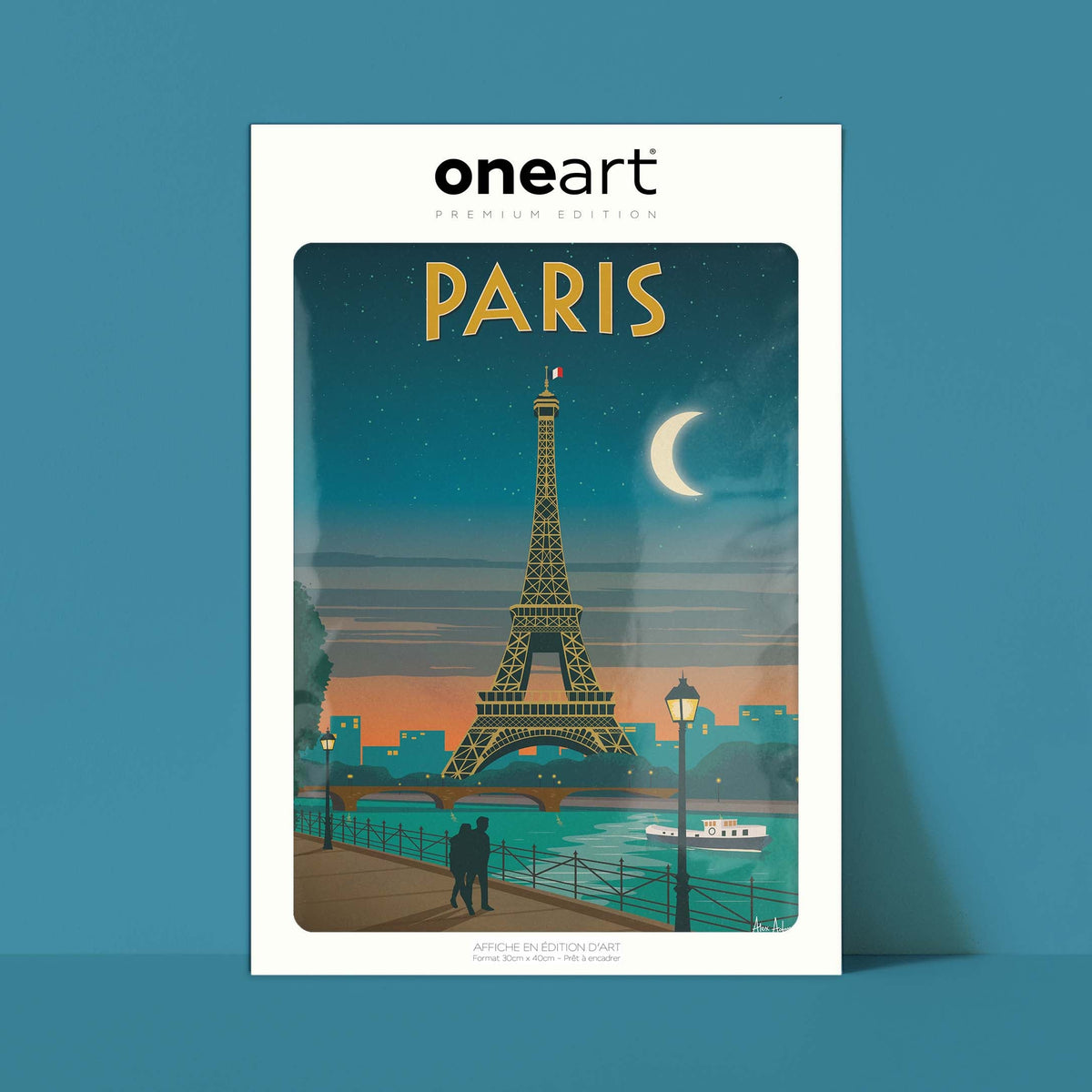 Affiche de voyage France - Paris - Tour Eiffel au clair de lune par Alex Asfour