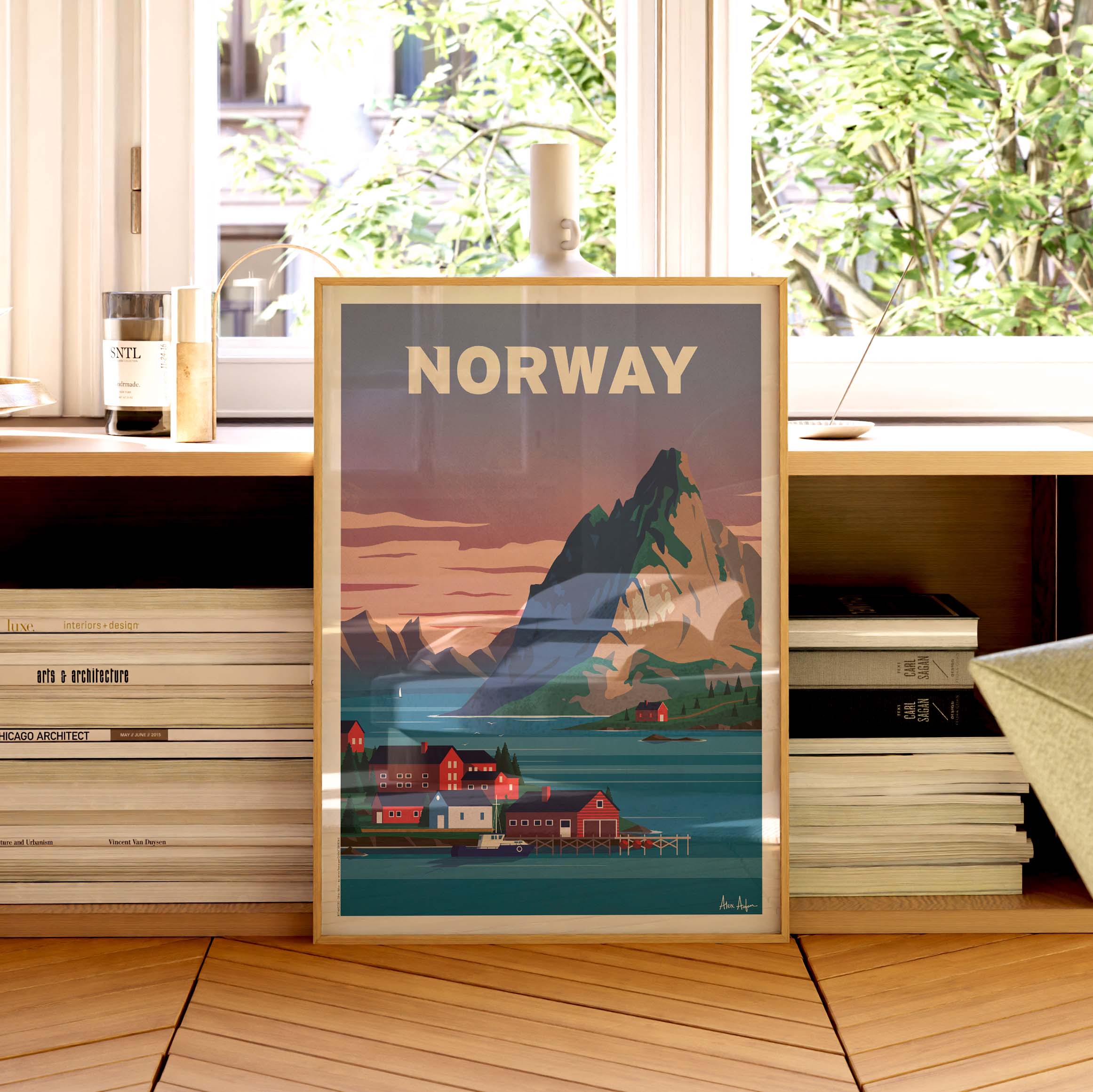 Affiche de voyage Norvège - Fjords par Alex Asfour