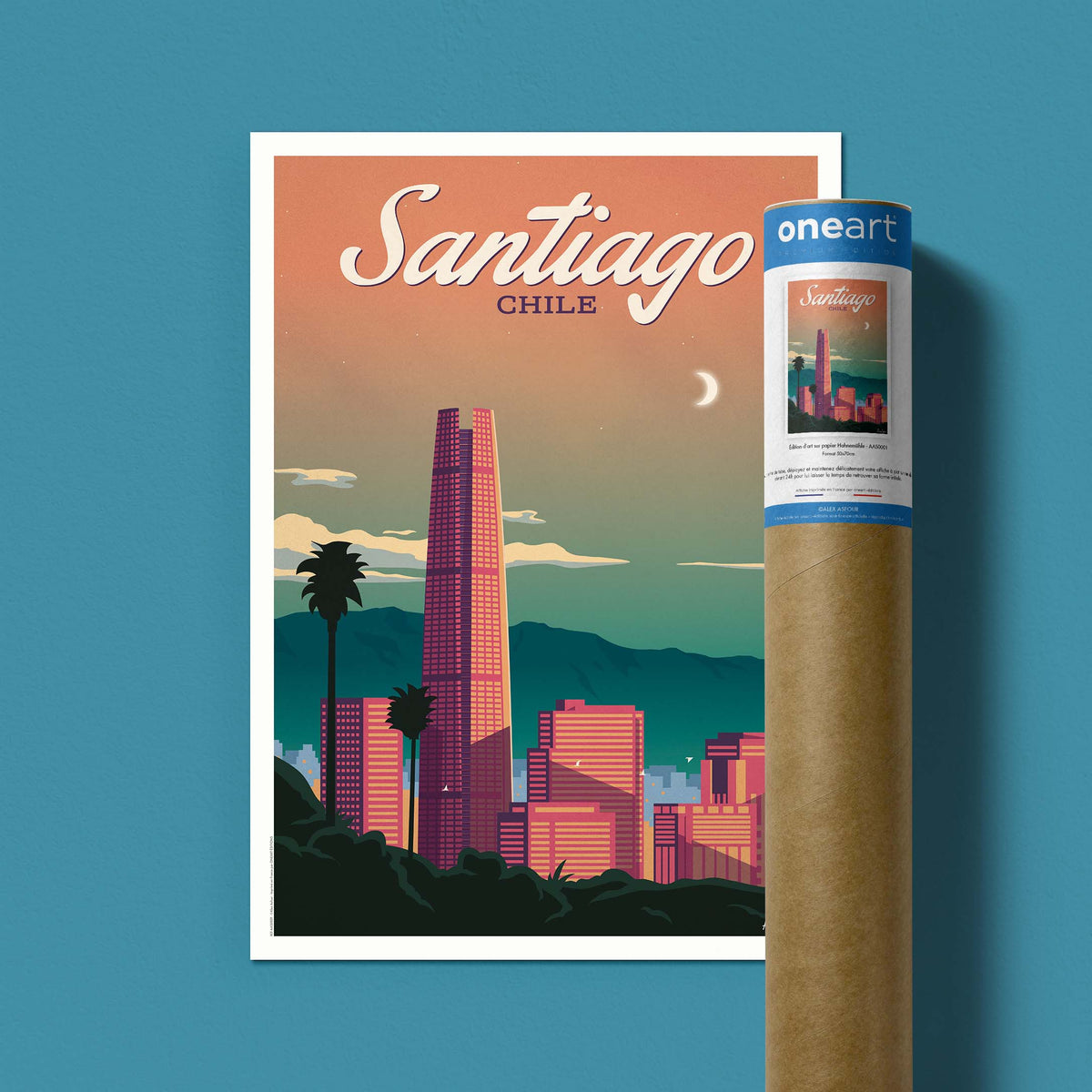 Affiche de voyage Chili - Santiago par Alex Asfour