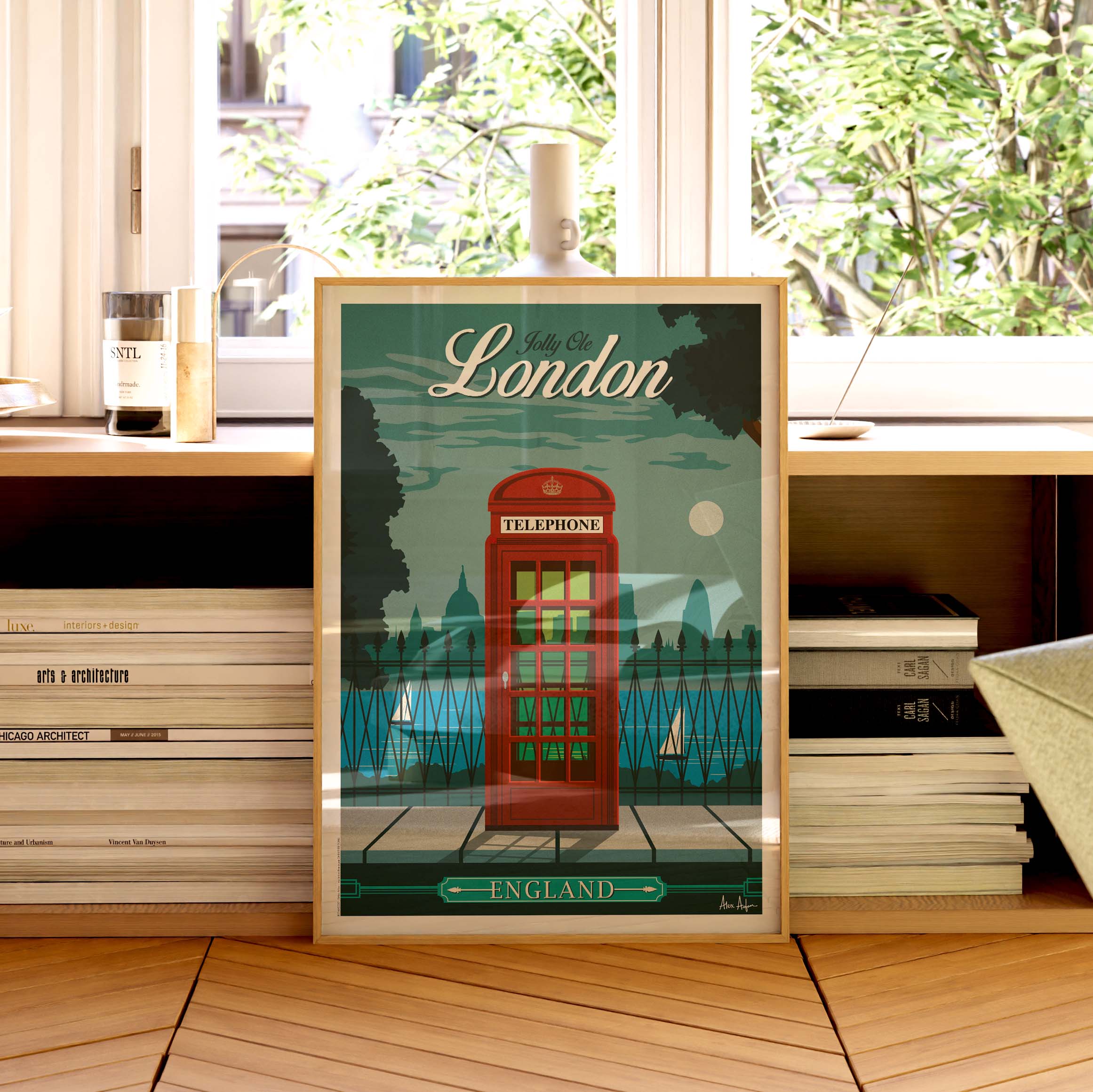 Affiche de voyage Angleterre - Londres - Cabine téléphonique par Alex Asfour
