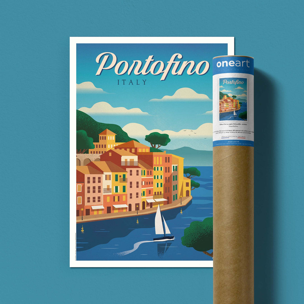 Affiche de voyage Italie - Portofino par Alex Asfour