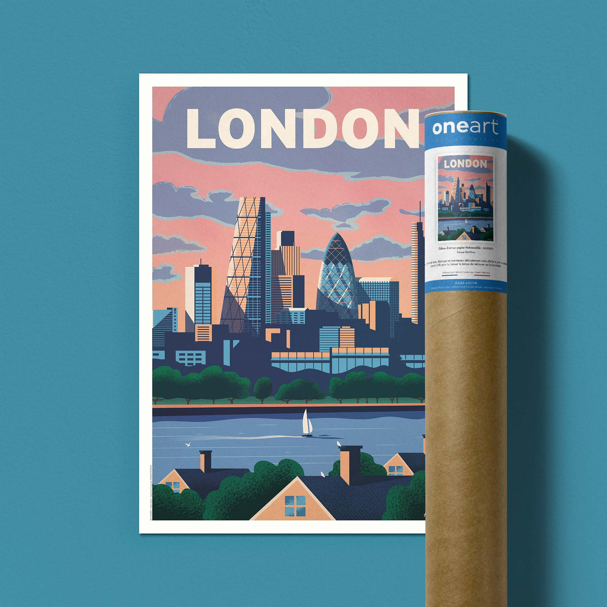 Affiche de voyage Angleterre - Londres - Skyline par Alex Asfour