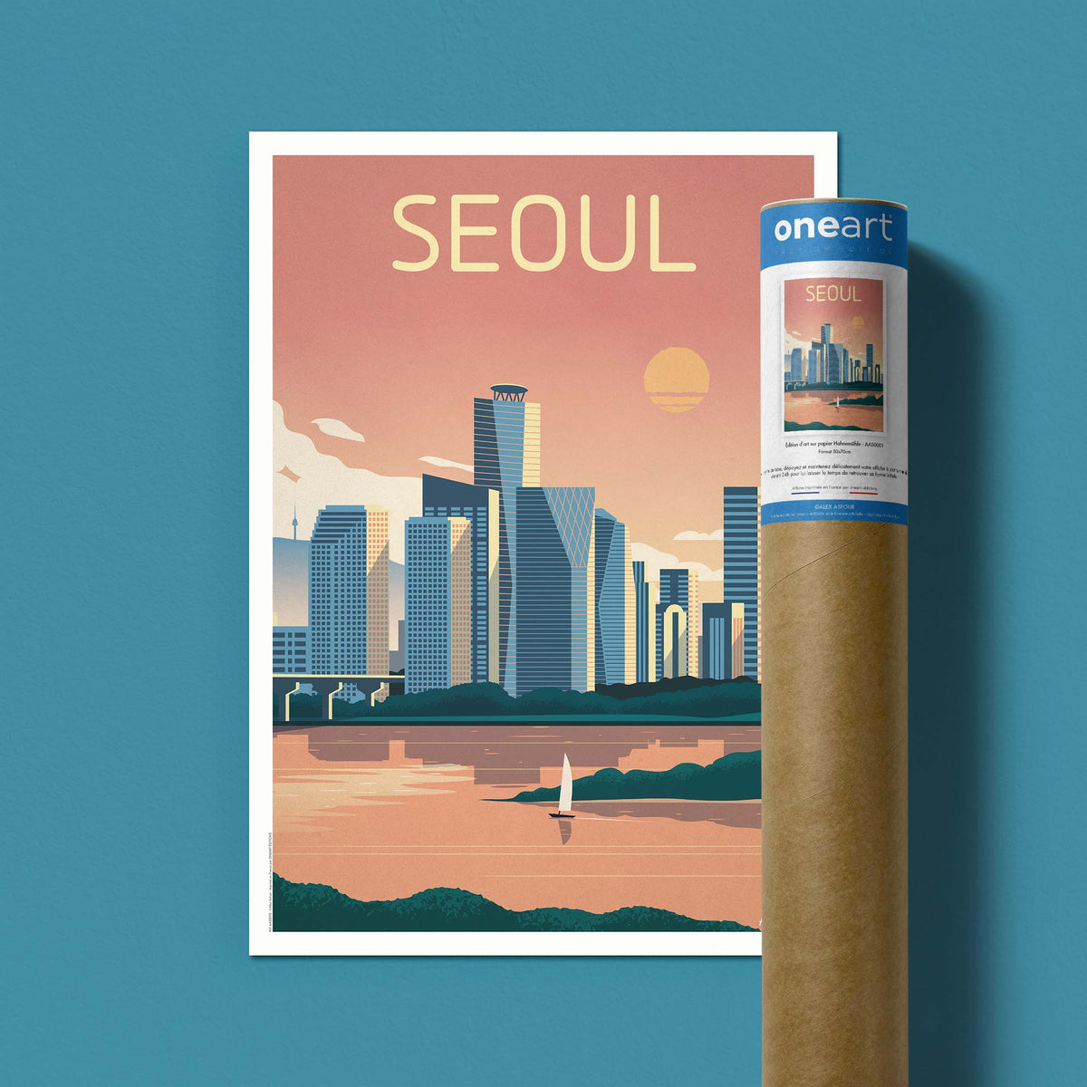 Affiche de voyage Corée du Sud - Séoul par Alex Asfour