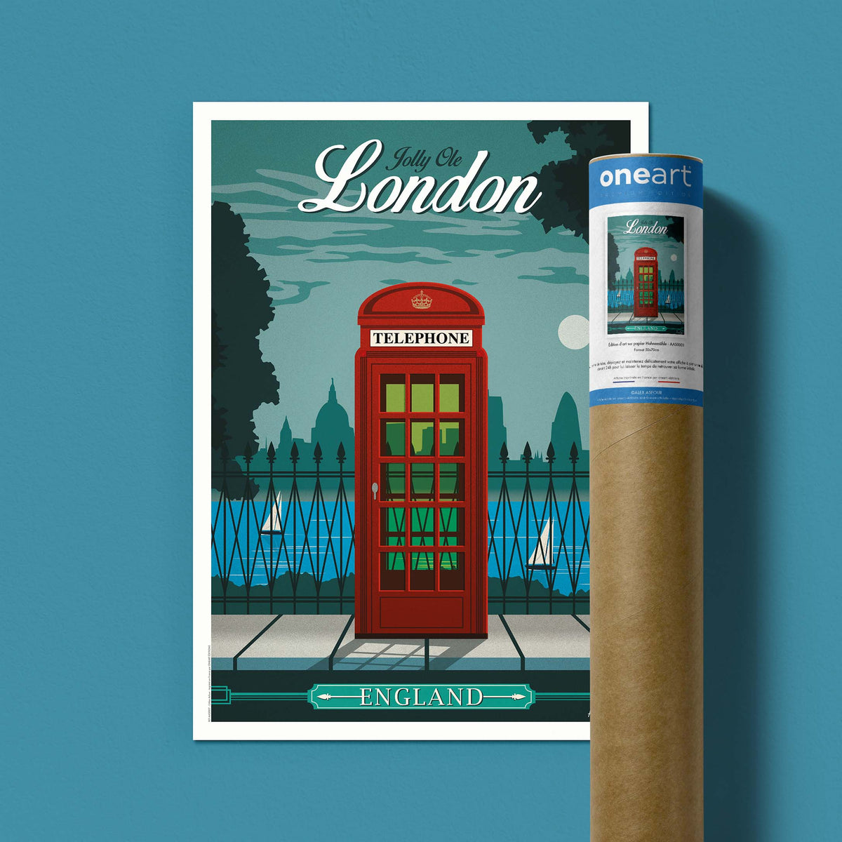 Affiche de voyage Angleterre - Londres - Cabine téléphonique par Alex Asfour