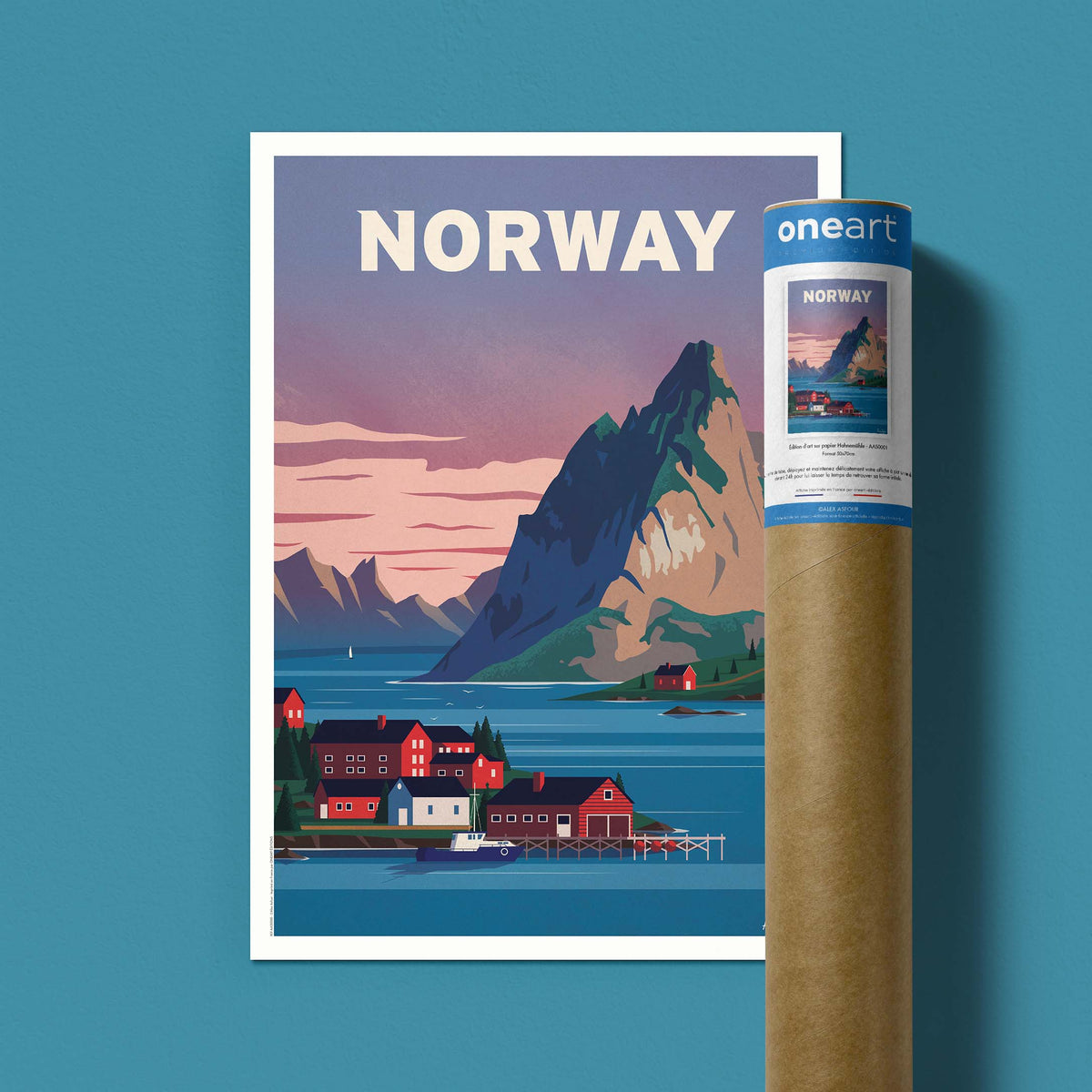 Affiche de voyage Norvège - Fjords par Alex Asfour
