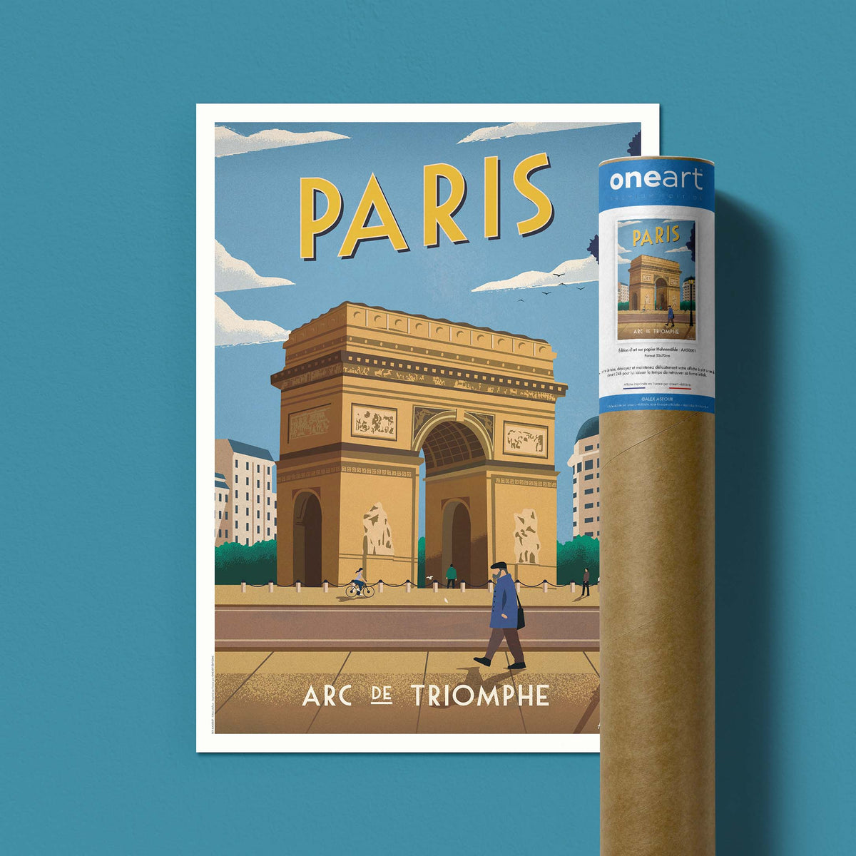Affiche de voyage France - Paris - Arc de Triomphe par Alex Asfour