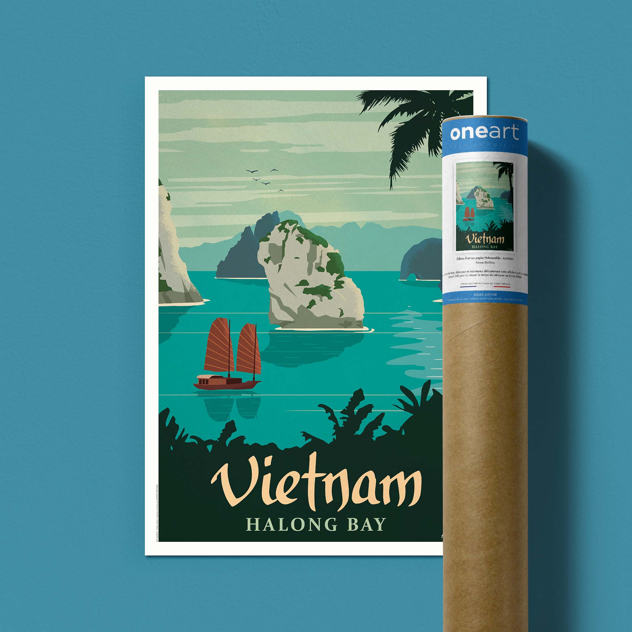 Affiche de voyage Viêt Nam - Baie d’Ha Long par Alex Asfour