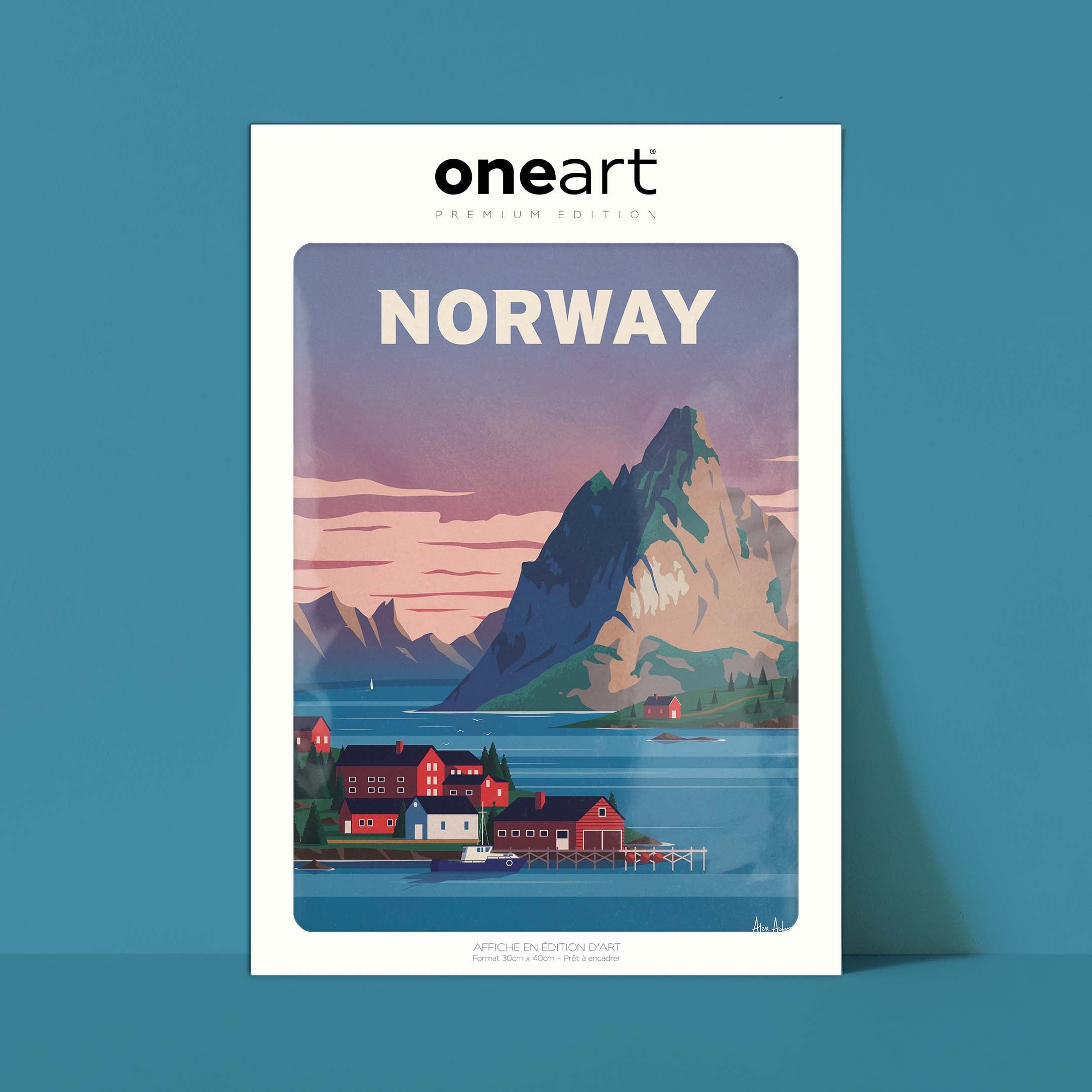 Affiche de voyage Norvège - Fjords par Alex Asfour