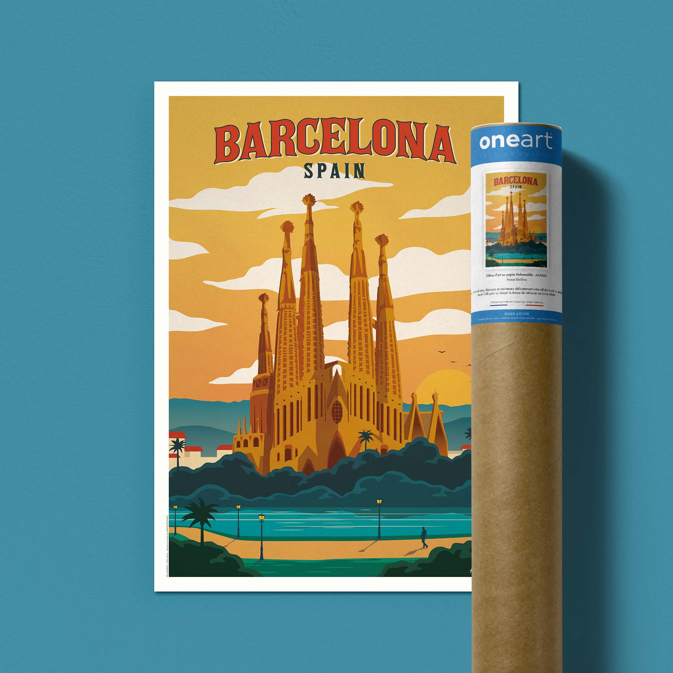 Affiche de voyage Espagne - Barcelone par Alex Asfour