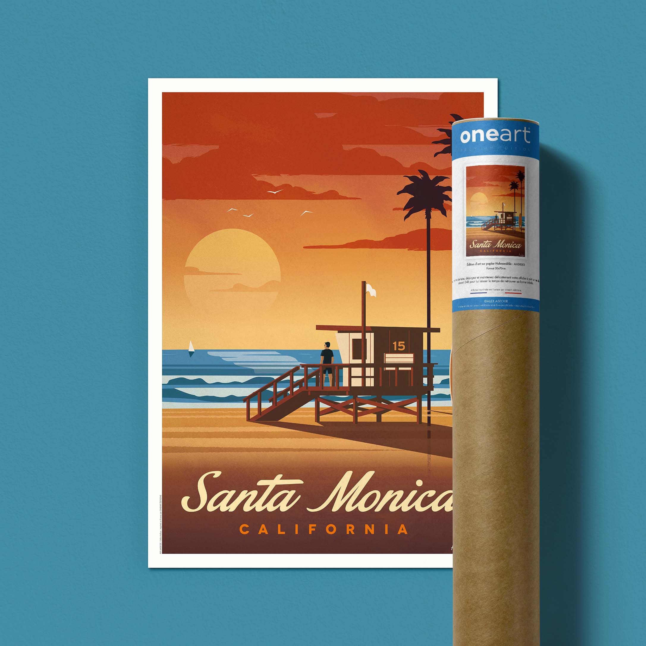 Affiche de voyage États-Unis - Santa Monica par Alex Asfour
