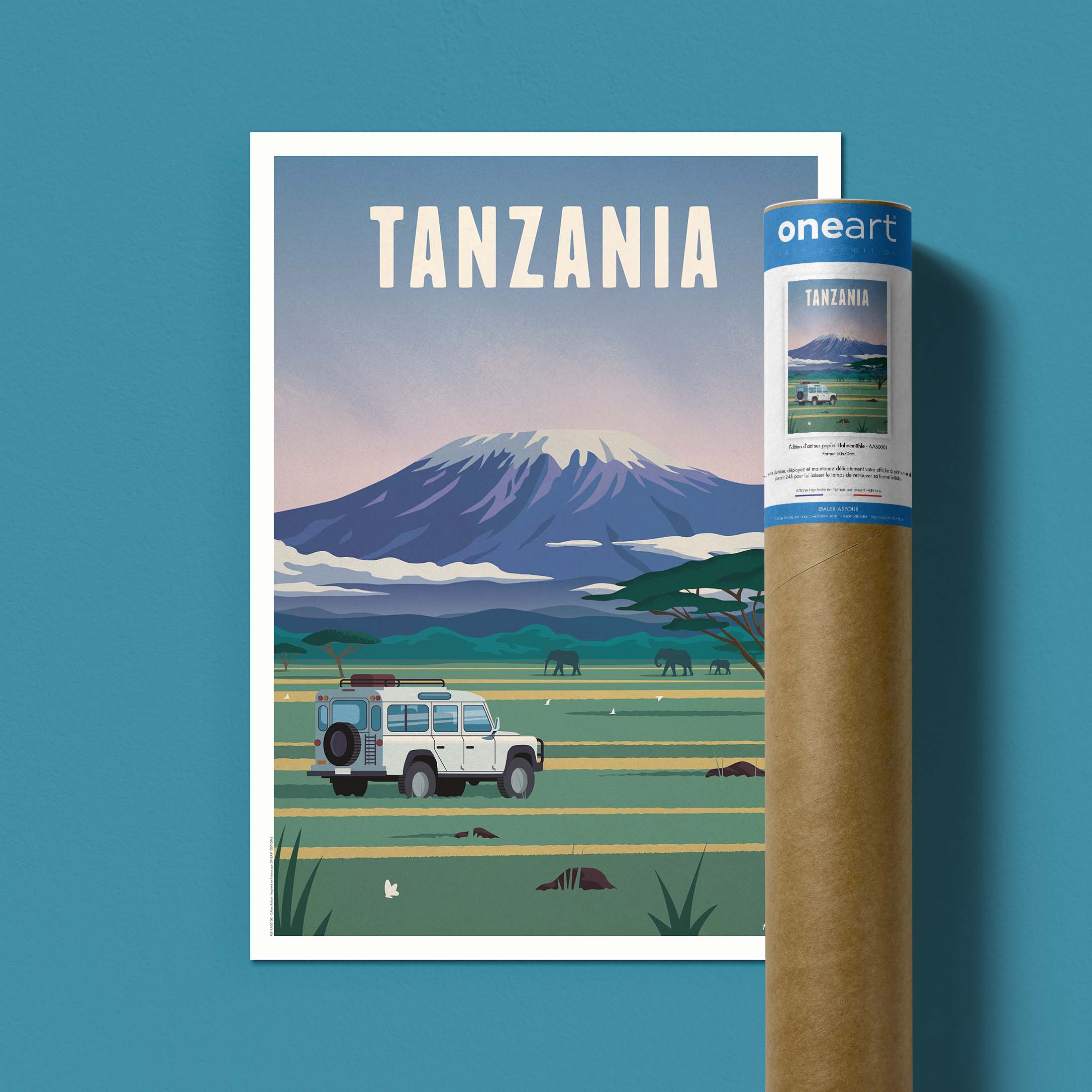 Affiche de voyage Tanzanie - Kilimandjaro par Alex Asfour