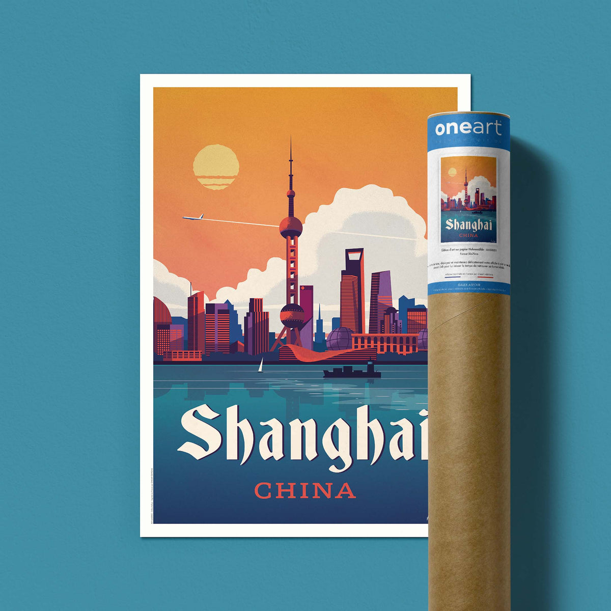Affiche de voyage Chine - Shanghai par Alex Asfour