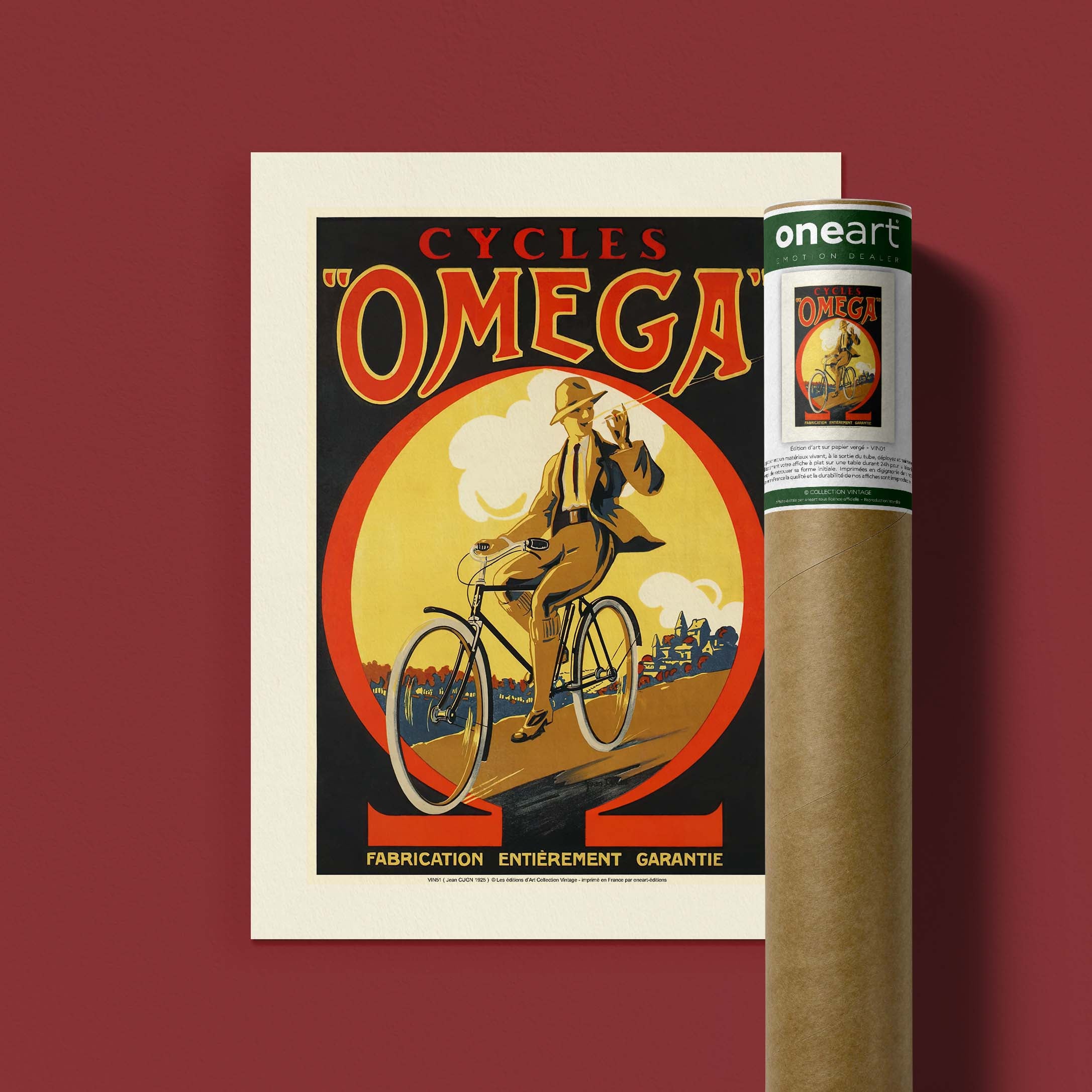 Affiche publicité vintage - Cycles Omega-oneart.fr