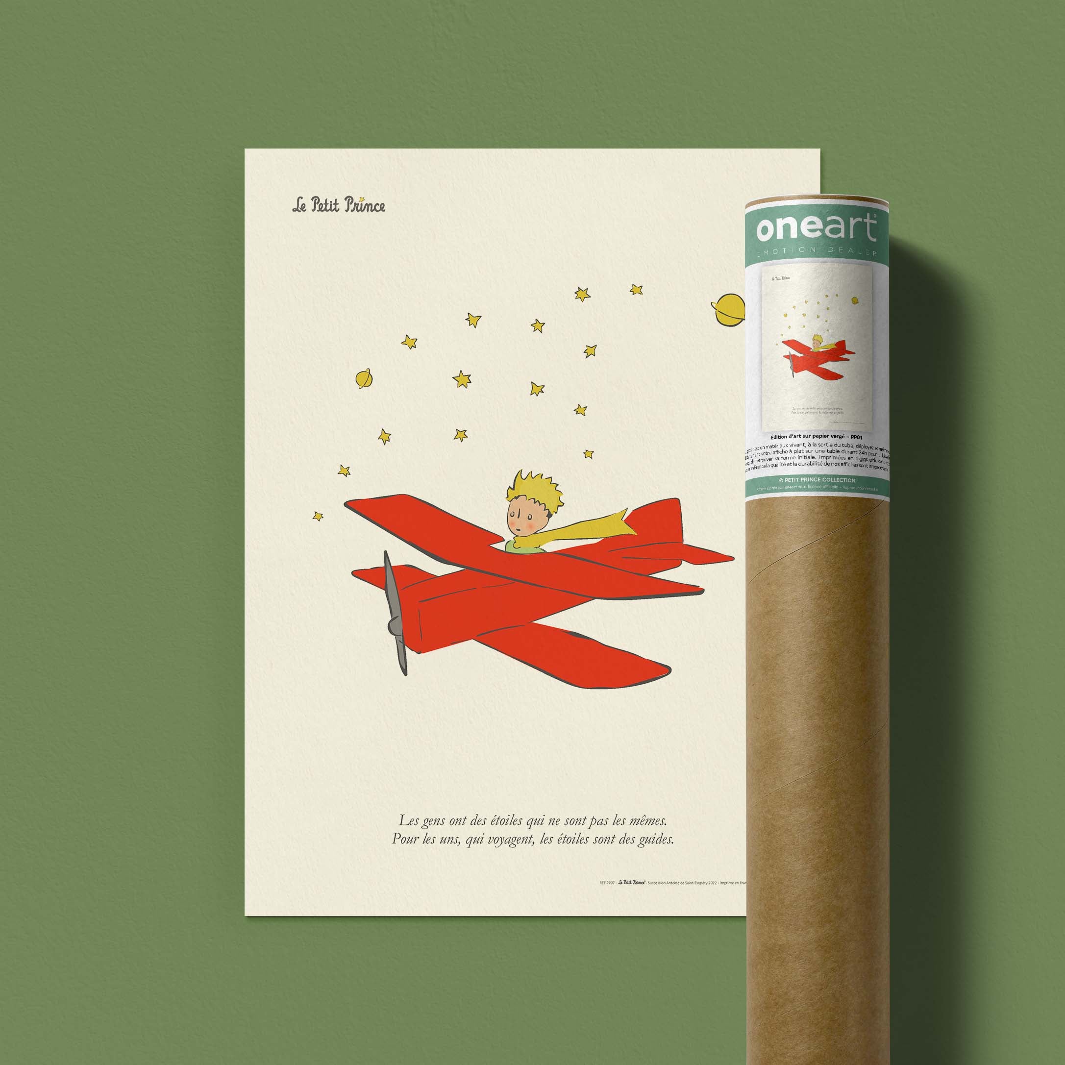 Affiche Le petit prince - Avion, étoiles-oneart.fr