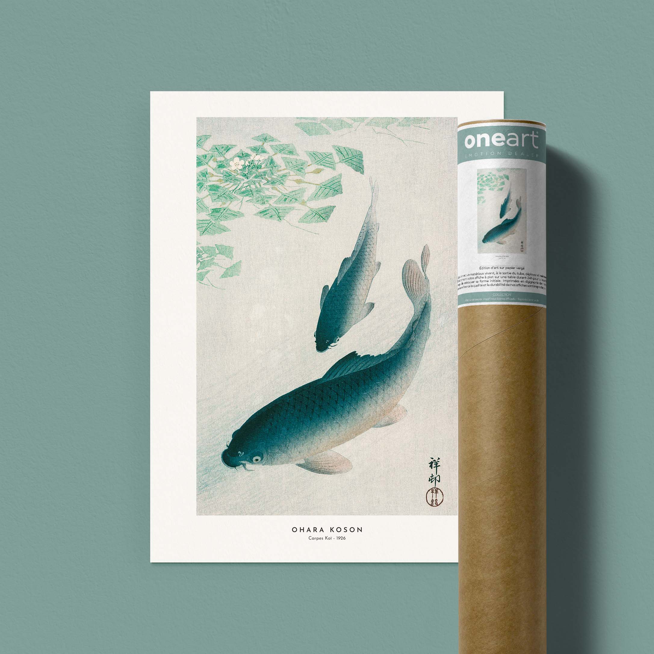 Estampe japonaise - Carpes Koï-oneart.fr
