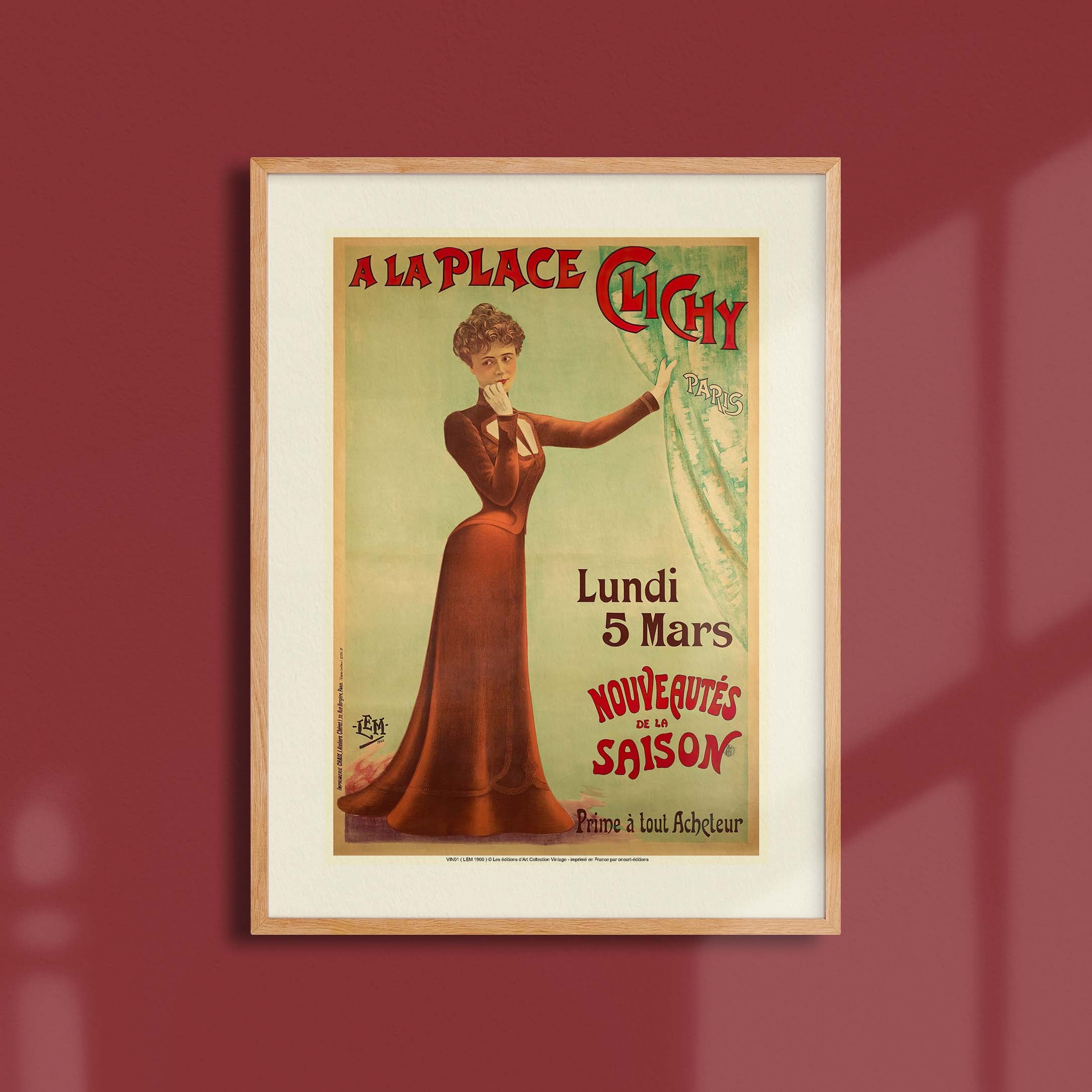 Affiche publicité vintage - A la place Clichy-oneart.fr
