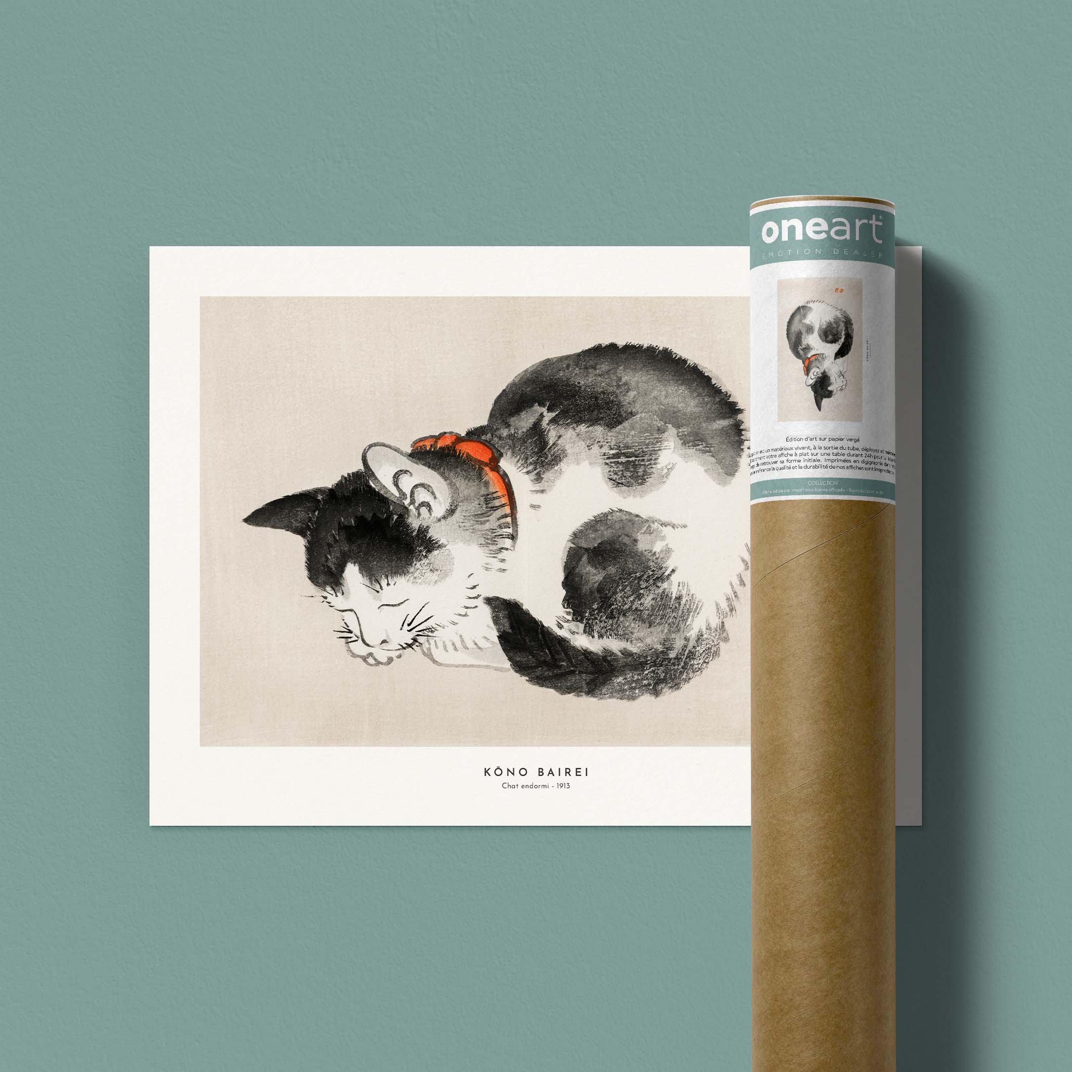 Estampe japonaise - Chat endormi-oneart.fr