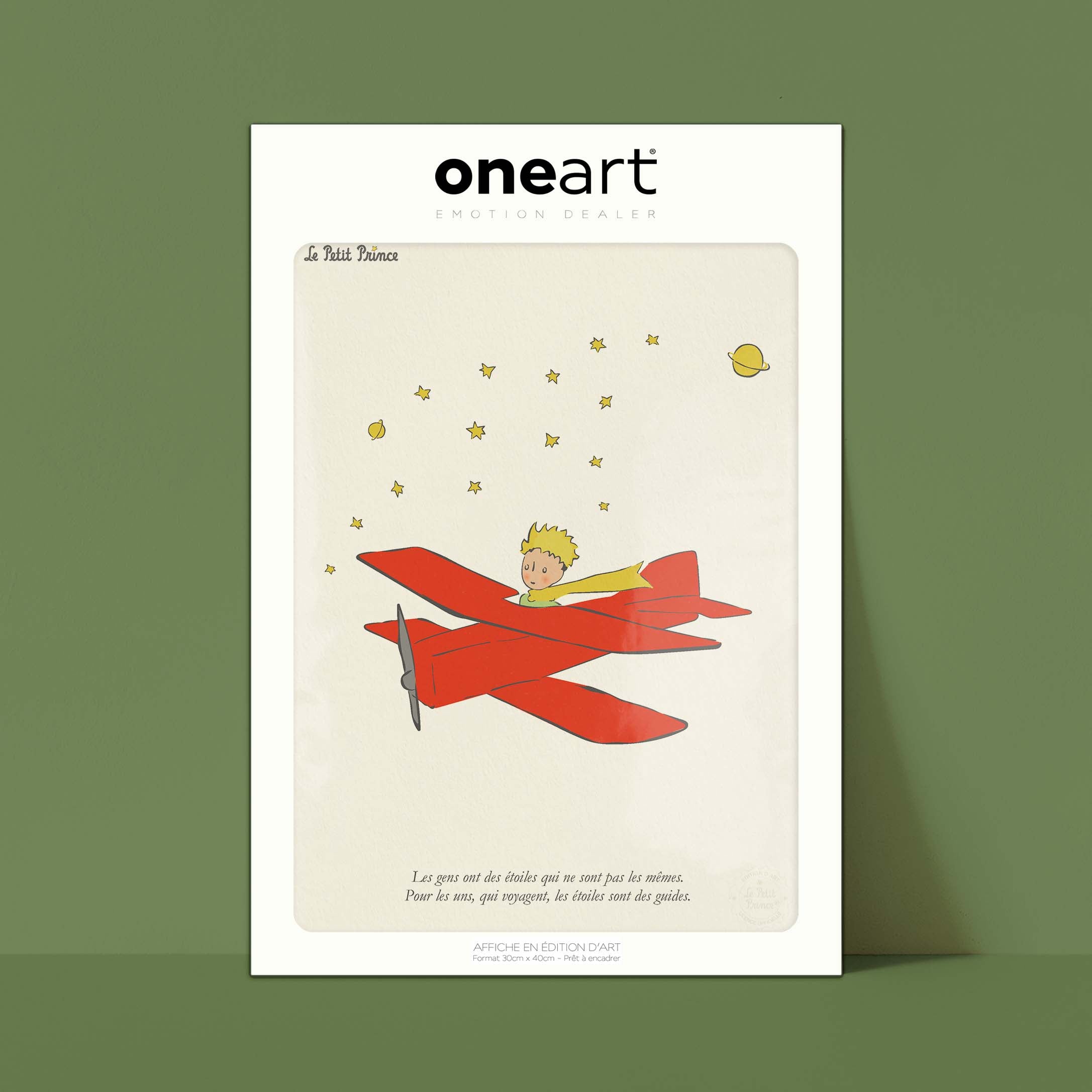 Affiche Le petit prince - Avion, étoiles-oneart.fr