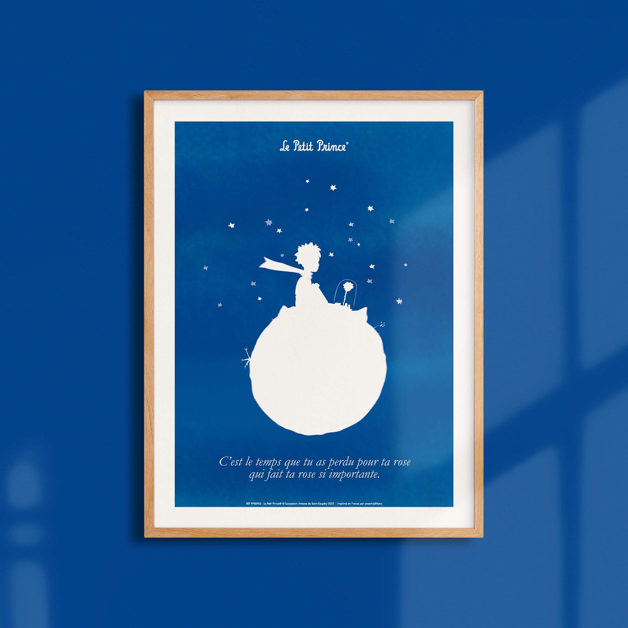 Affiche Le petit prince - Collection Bleu Blanc Prince Planète-oneart.fr