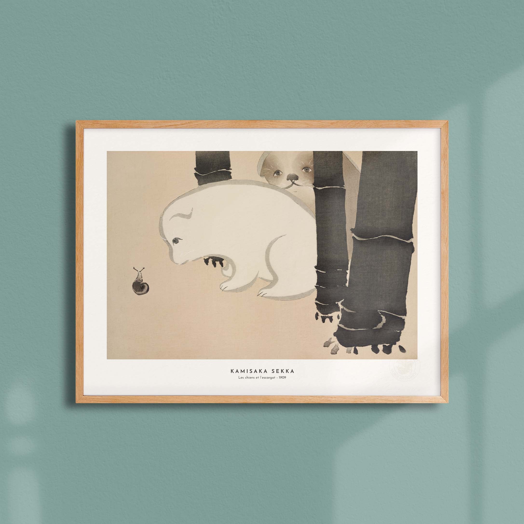 Estampe japonaise - Les chiens et l'escargot-oneart.fr