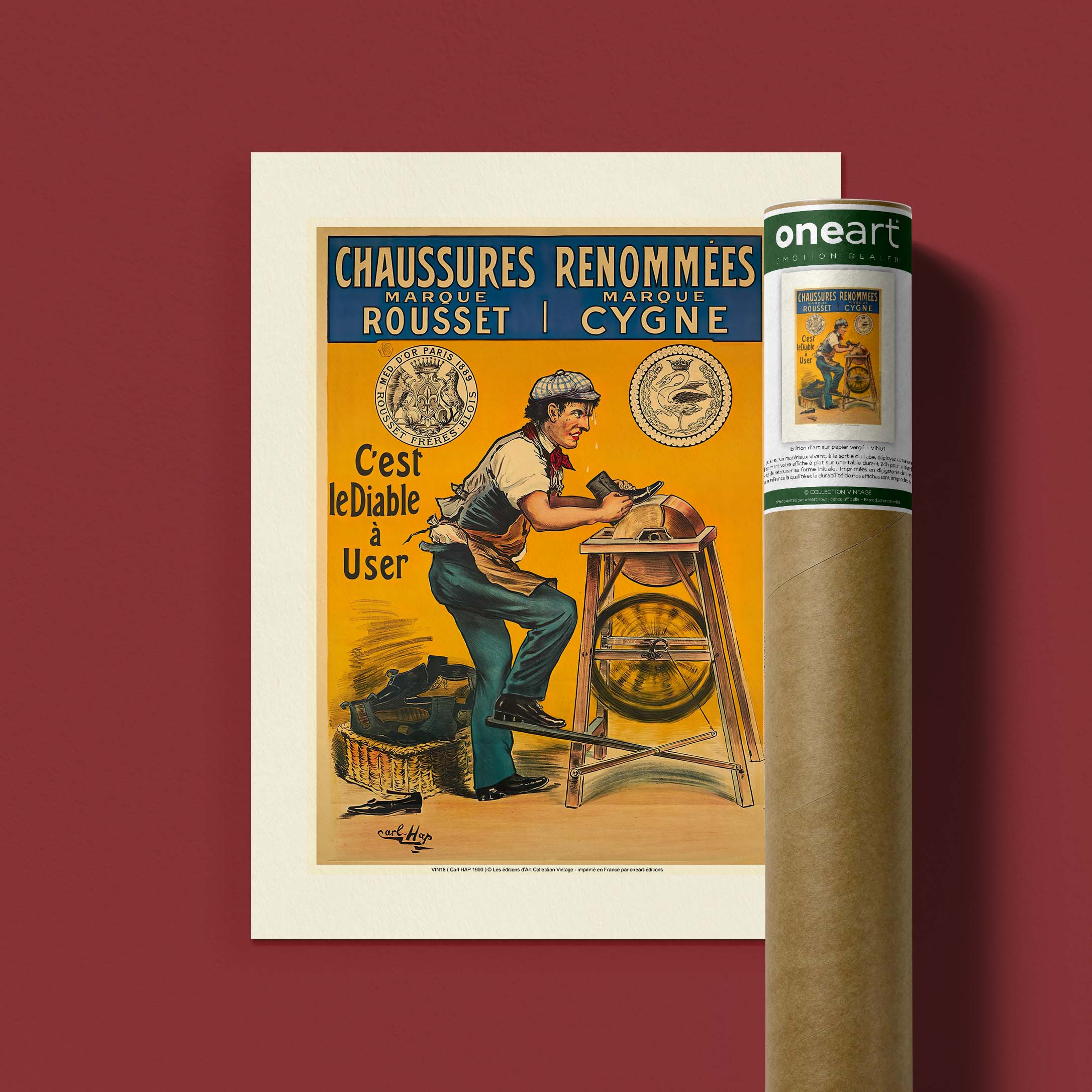 Affiche publicité vintage - Marque Cygne-oneart.fr